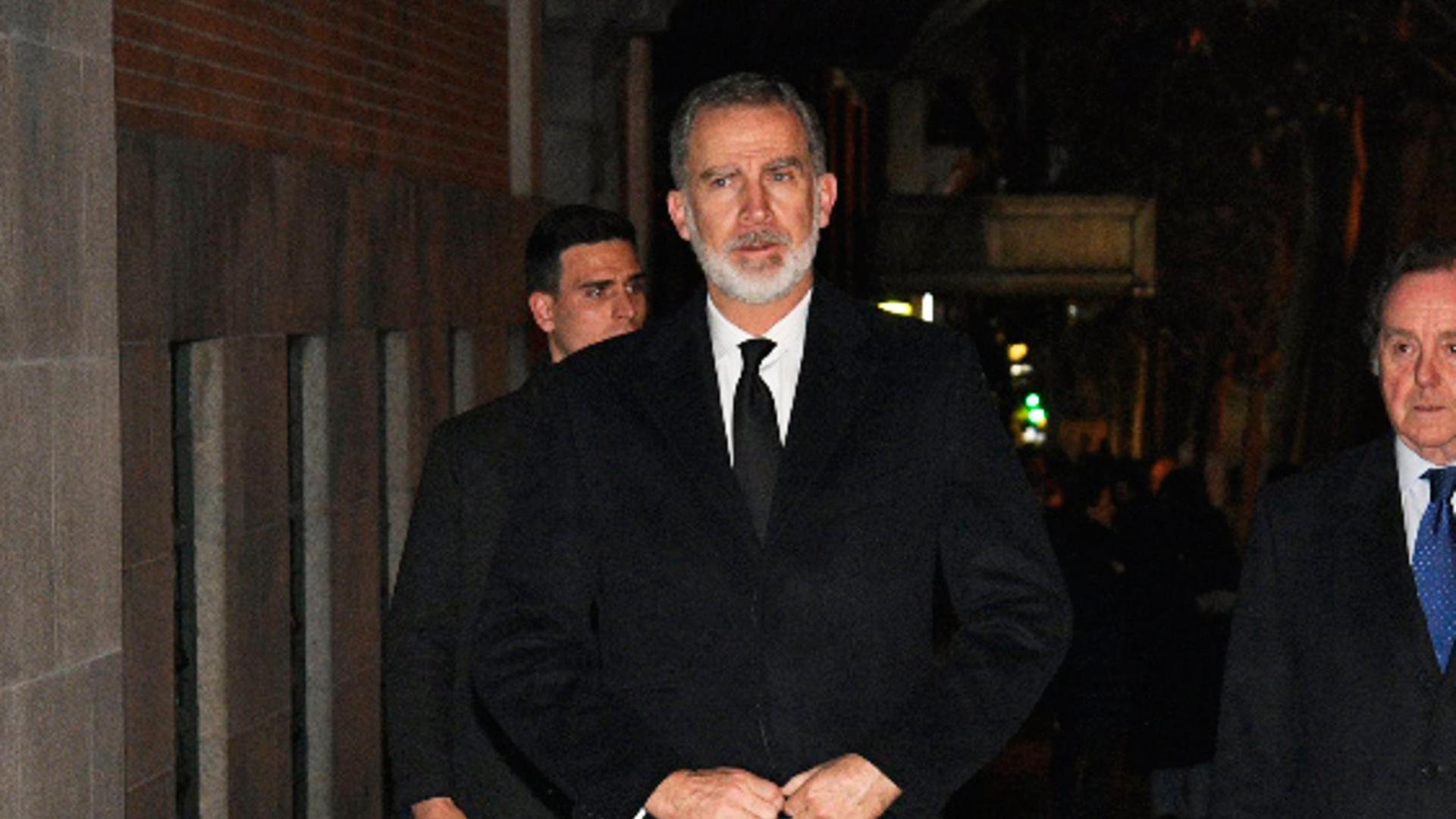 Felipe VI, a su llegada al funeral de César Alierta