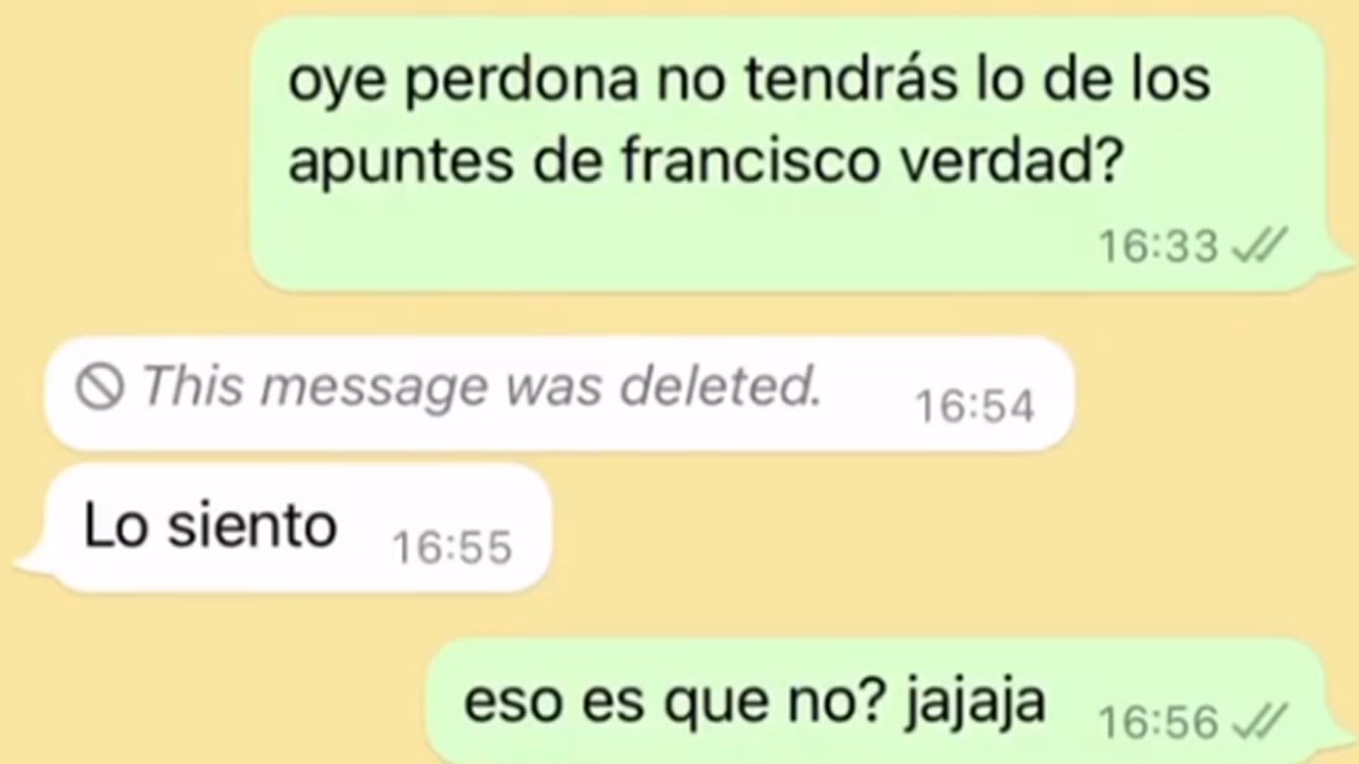 Captura de los mensajes intercambiados