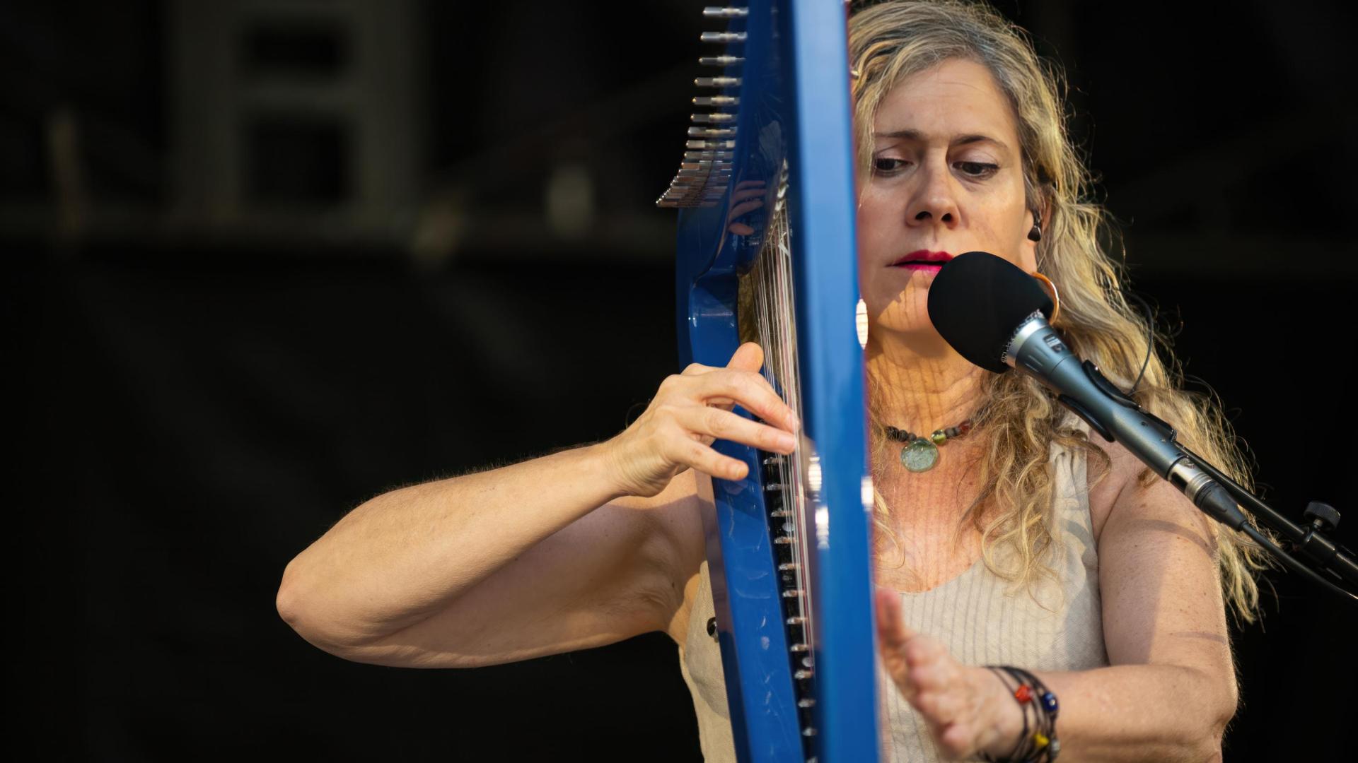La cantante y arpista Olatz Zugasti, esta tarde en el Gayarre.