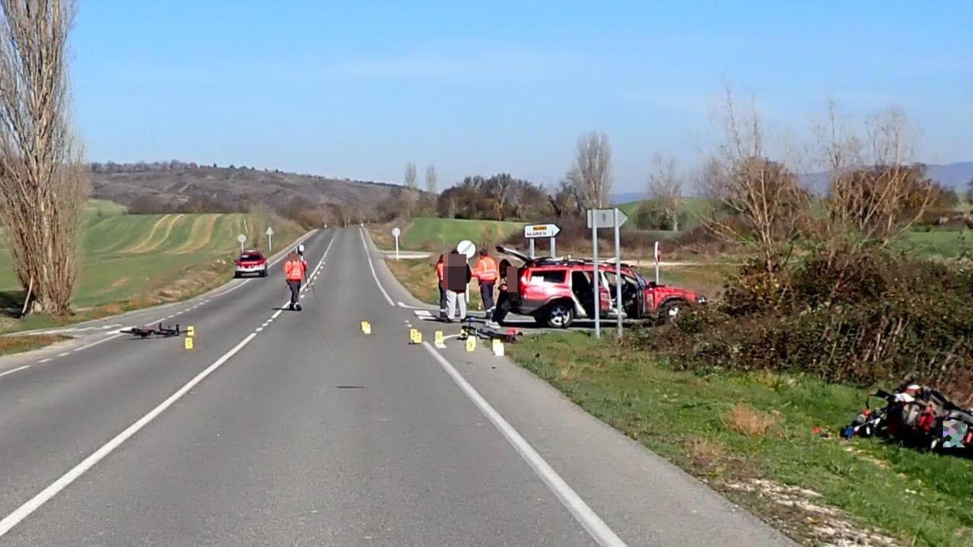 Lugar del atropello a ciclistas en Unciti
