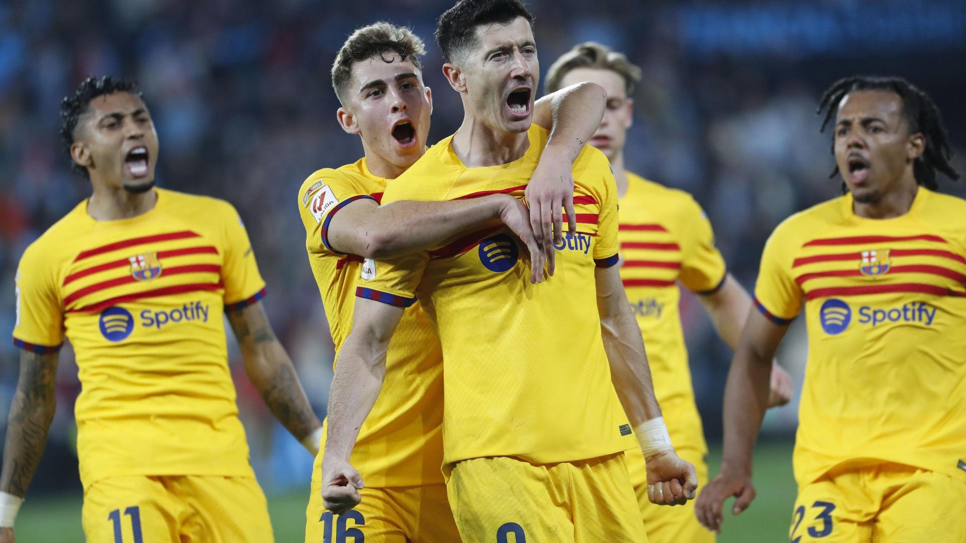 Lewandowski celebrando uno de sus goles frente al Celta