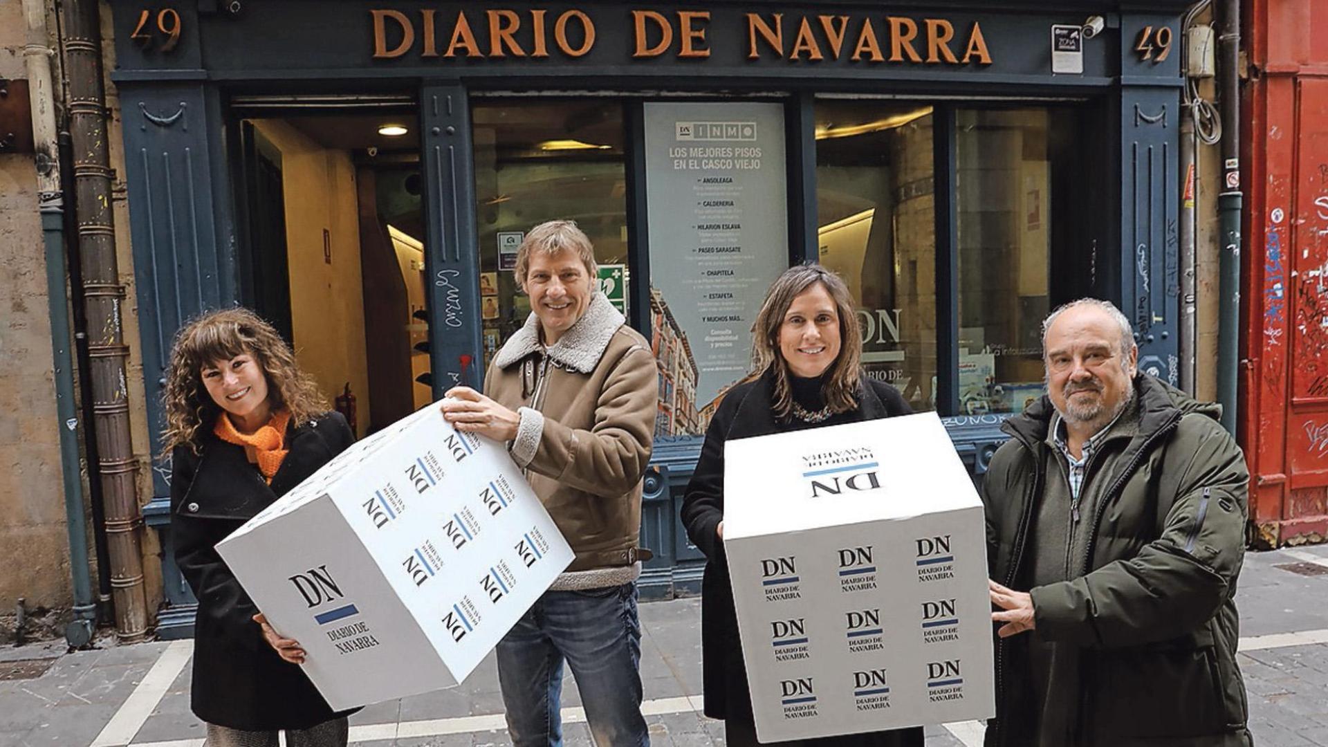 Belén Galindo, Julian Iantzi, Alicia Nicolás y Karlos Agirre, en la sede de Diario de Navarra
