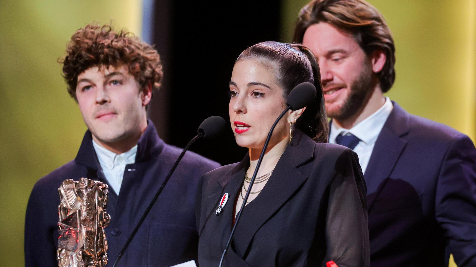 Gala Hernández, en el momento de su discurso de agradecimiento del premio