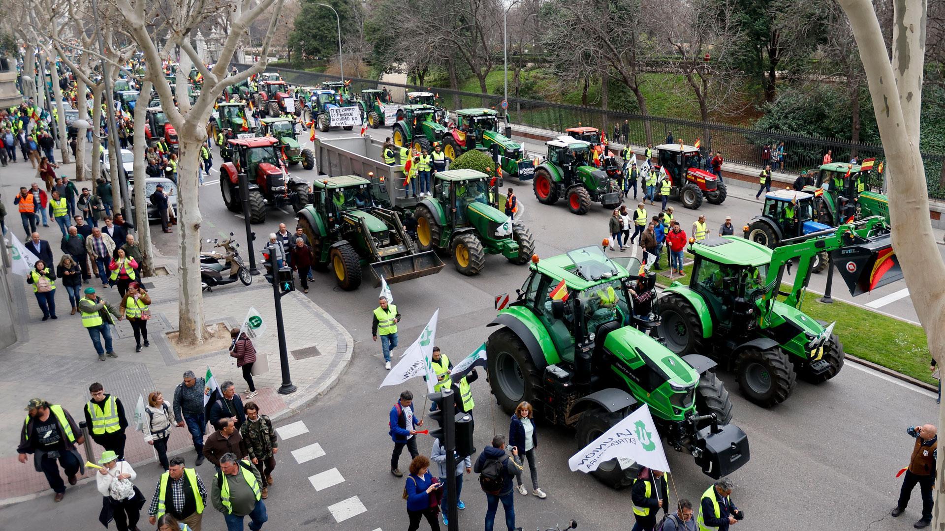 Tractores y agricultores en la protesta celebrada en Madrid el pasado 21 de febrero