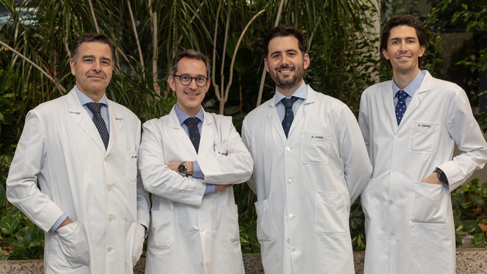 Los doctores Jorge Baixauli, Jorge Arredondo, Daniel Aliseda y Carlos Sánchez, del equipo del Área de Cáncer Gastrointestinal del Cancer Center Clínica Universidad de Navarra