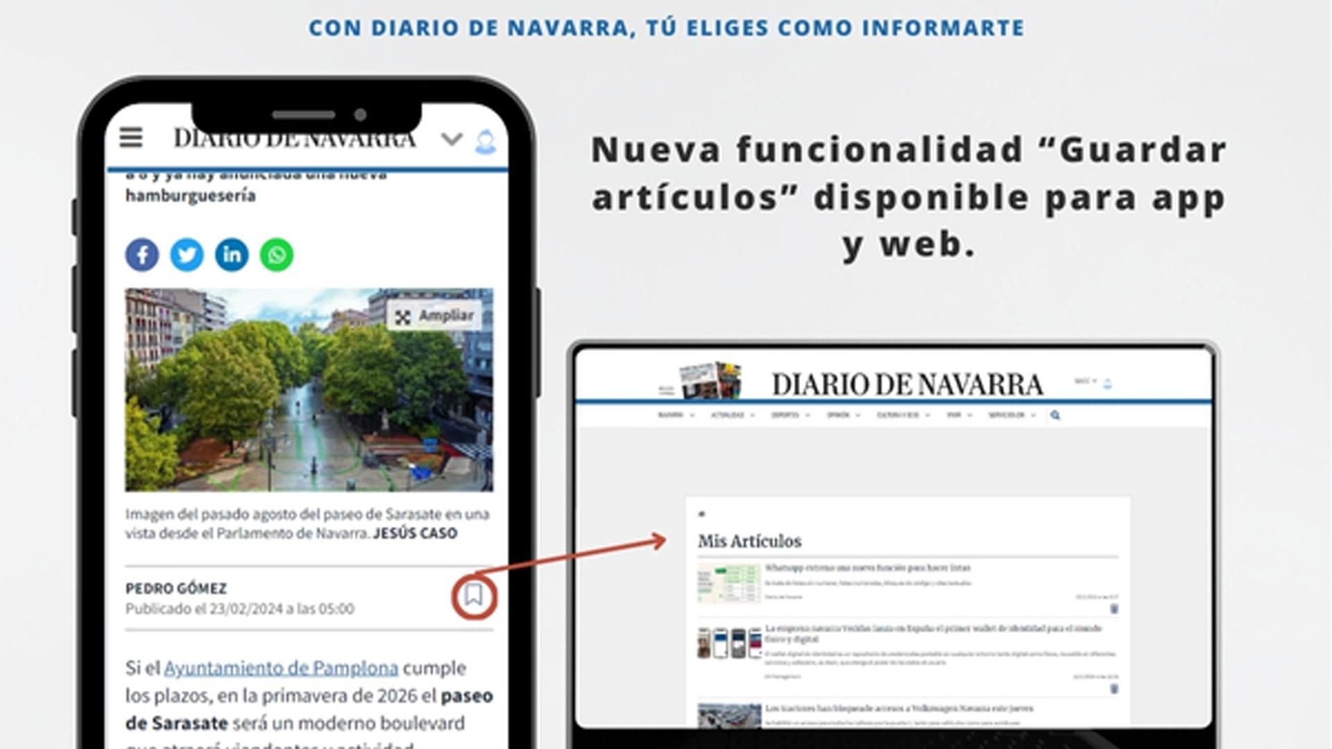 Ya puedes guardar tus noticias en Diariodenavarra.es