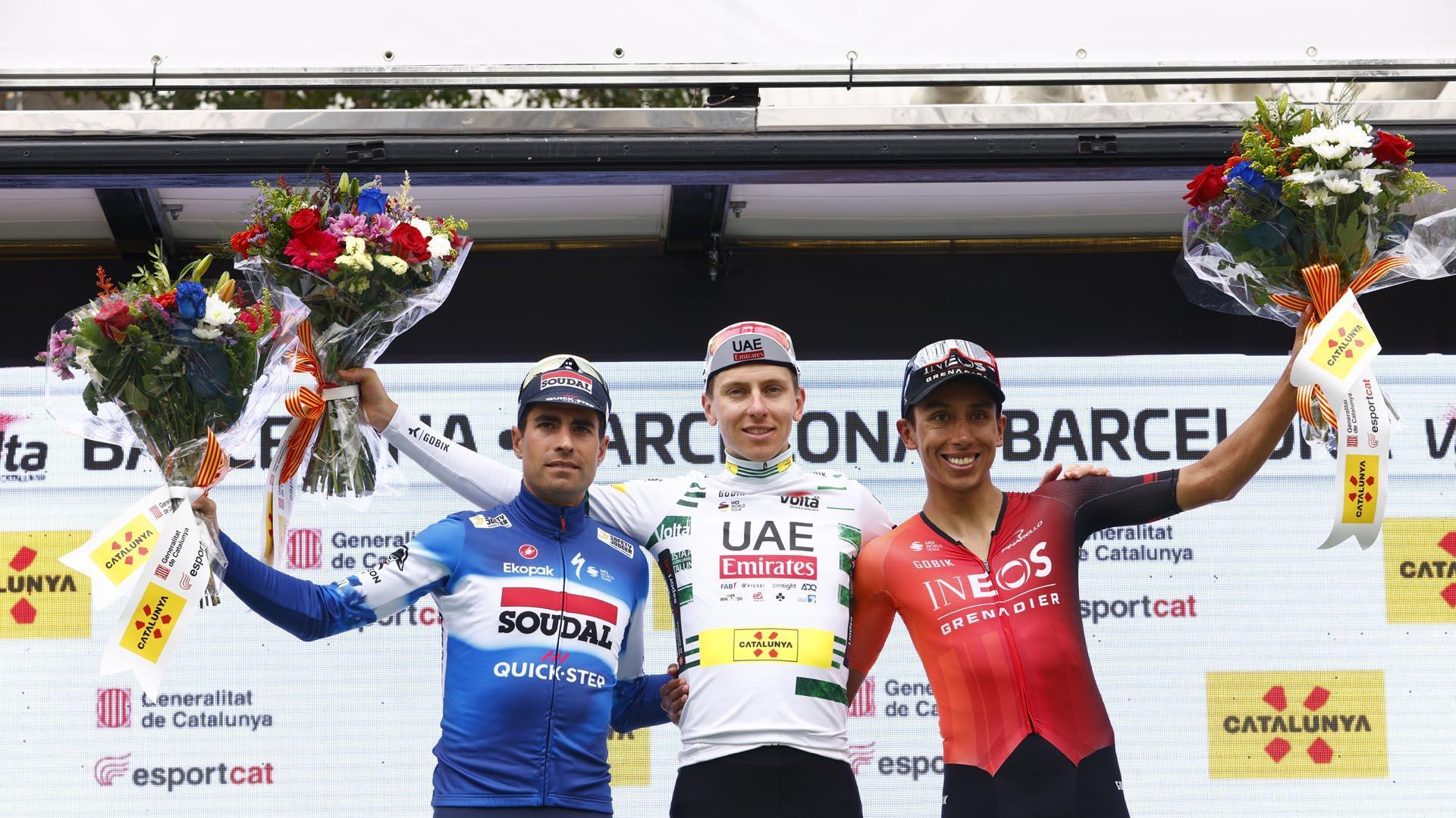 Pogacar, escoltado en el podio de la Volta por Landa (2º) y Bernal (3º)