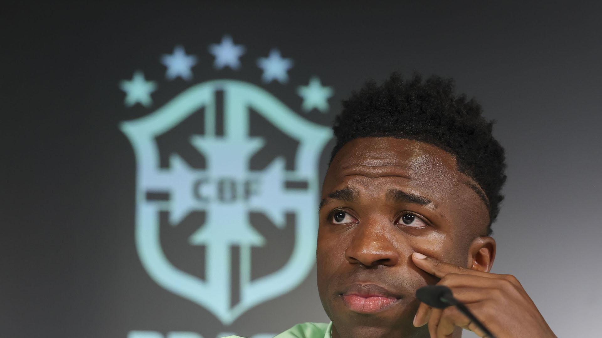 Vinícius Jr, en la rueda de prensa que ofreció previa al partido ante España
