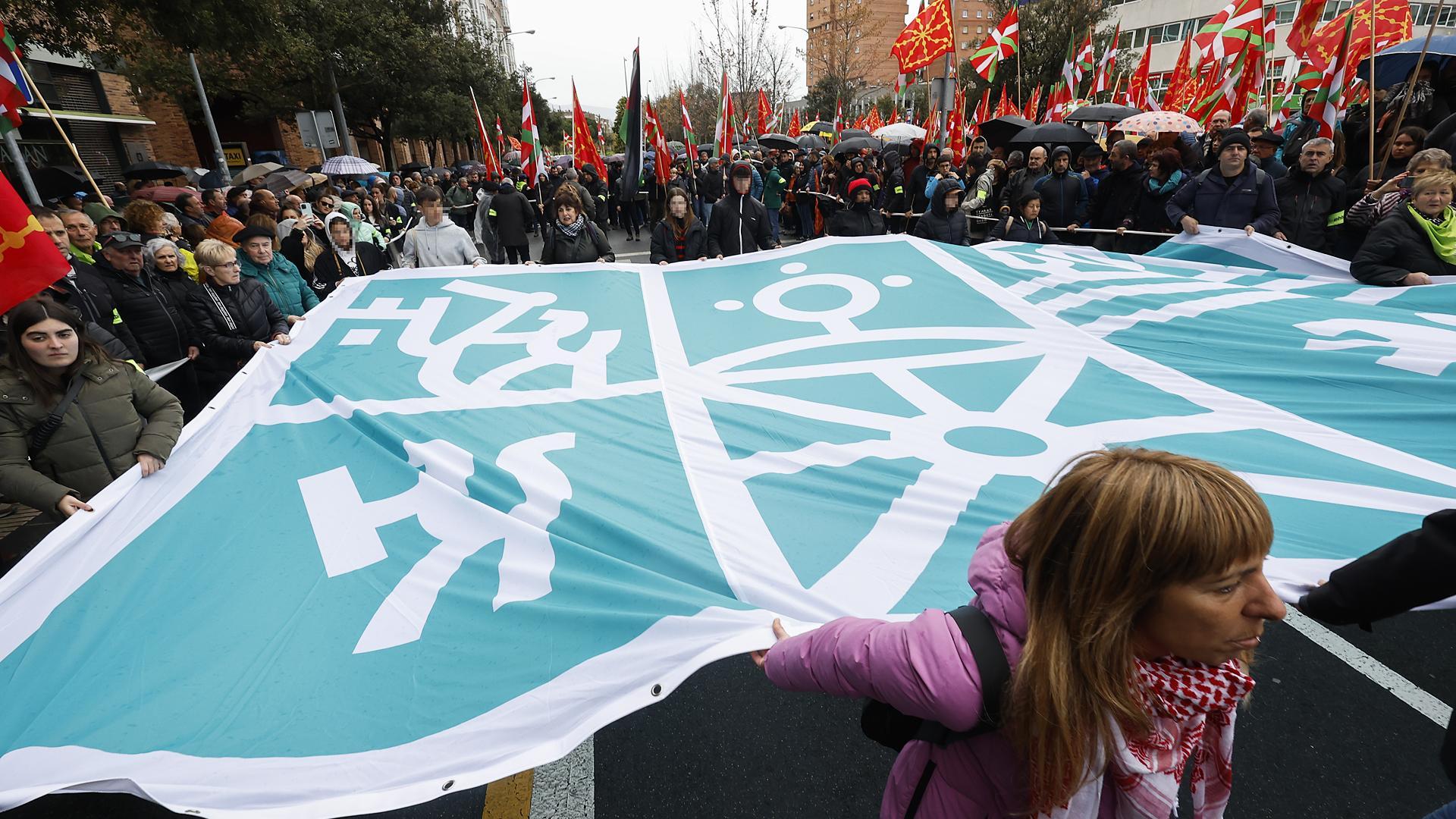 Participantes en el Aberri Eguna celebrado en Pamplona-