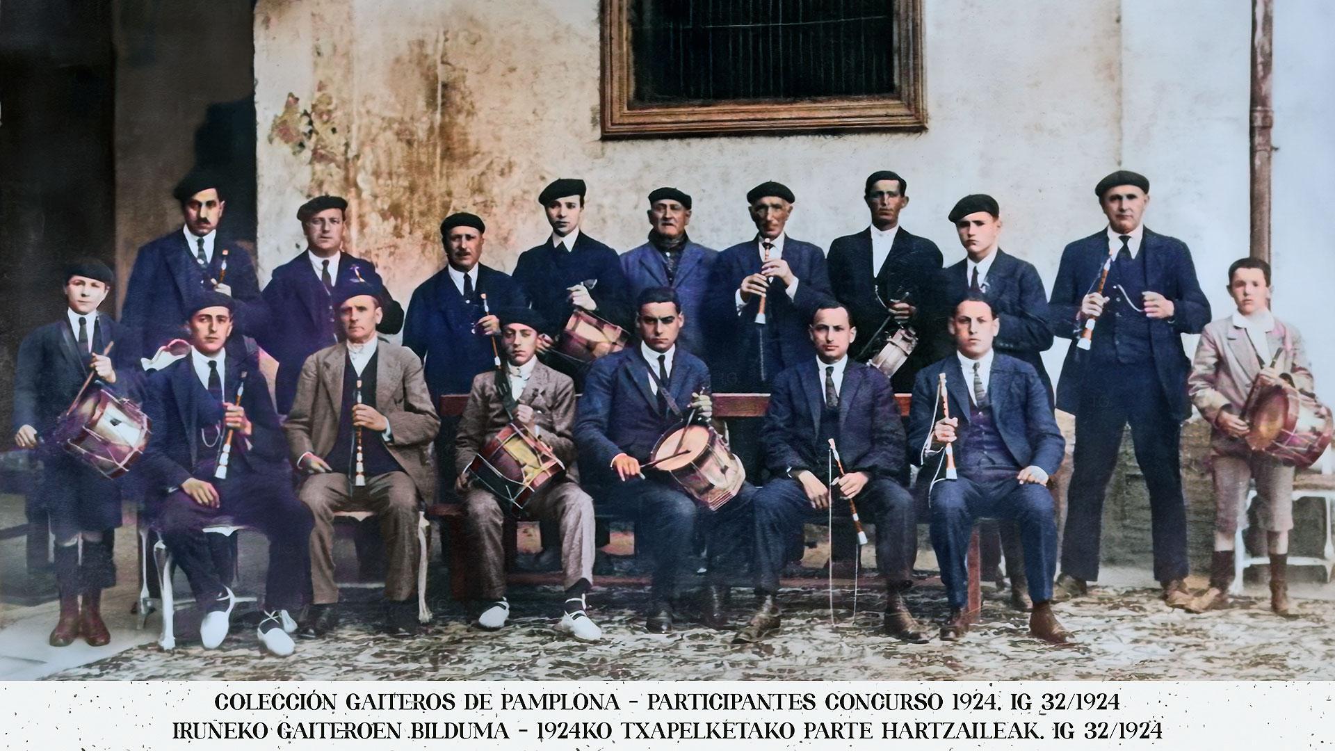 Concurso de dulzaineros de Navarra celebrado en Pamplona el 19 de abril de 1924