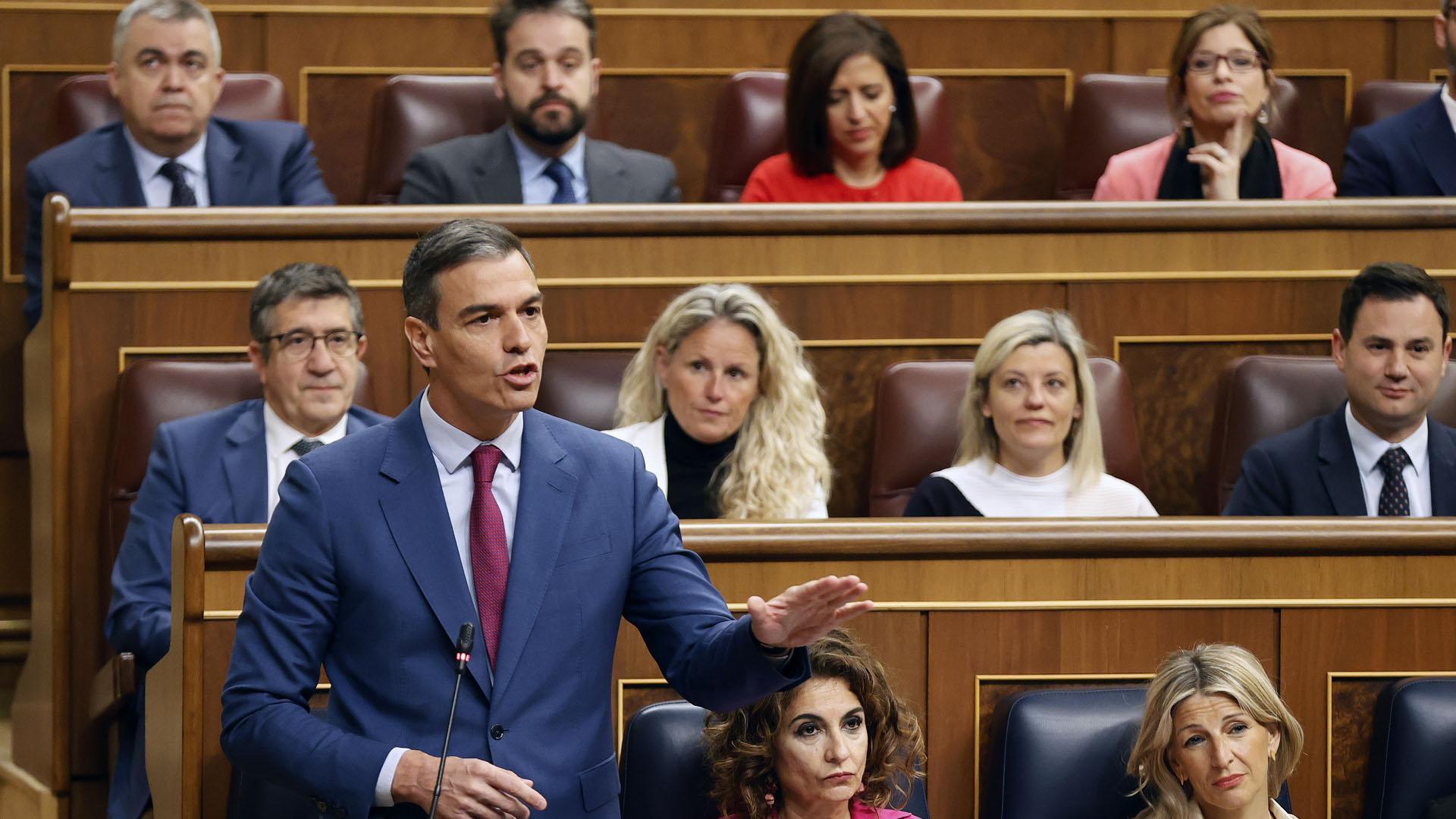Pedro Sánchez, este miércoles en la sesión de control al Gobierno en el Congreso de los Diputados