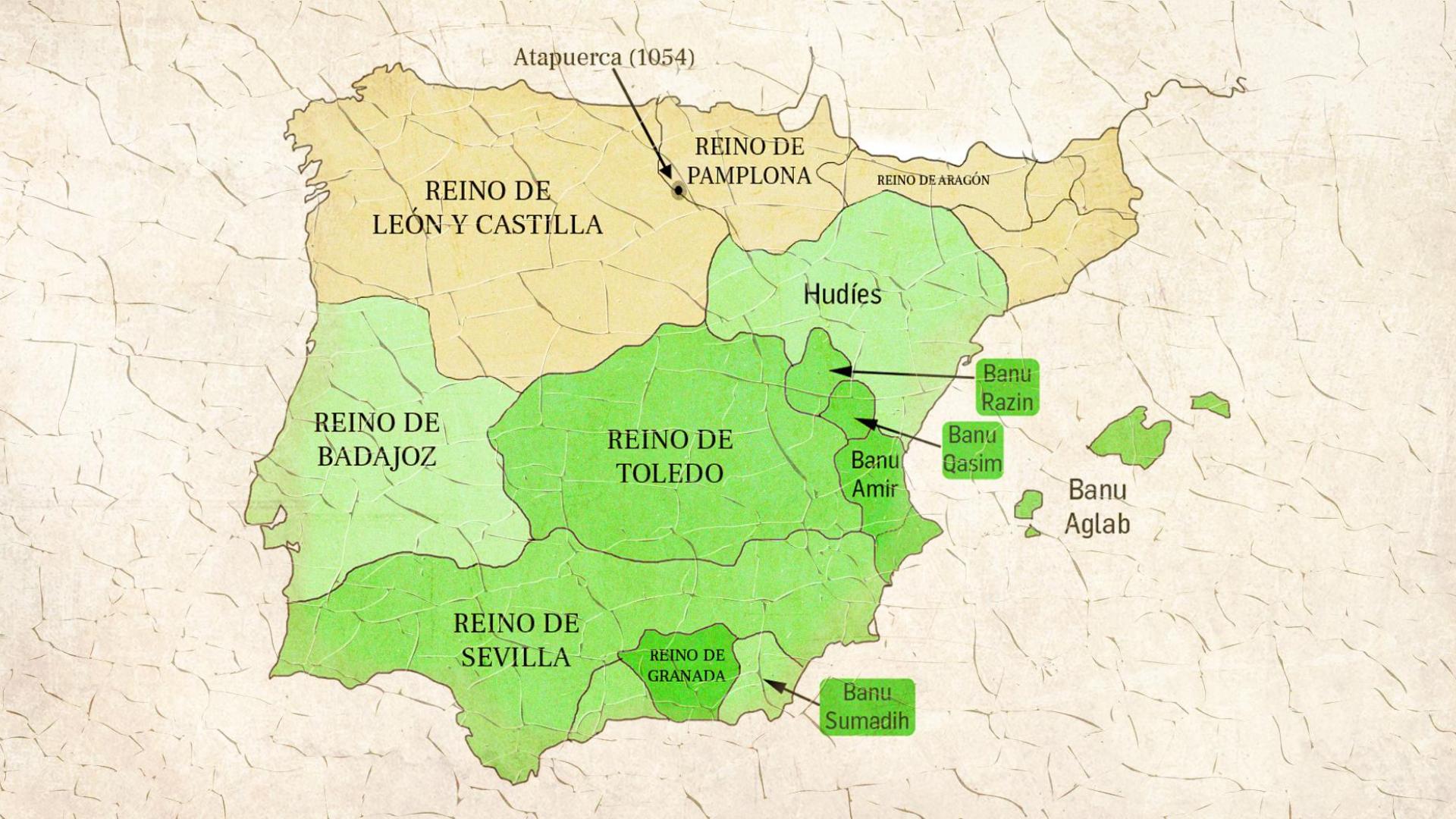 Mapa de la península ibérica durante el reino de García Sánchez III. El monarca pamplonés murió en la batalla de Atapuerca