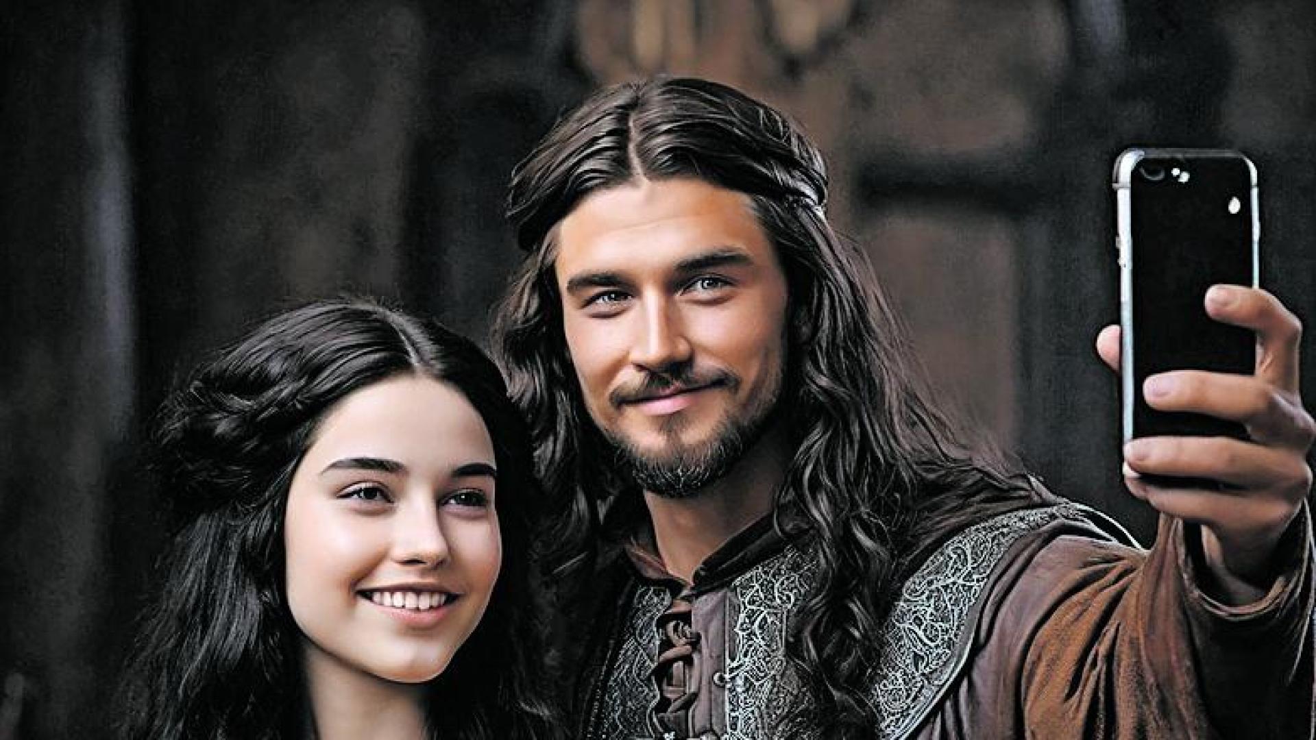 Berenguela y Ricardo Corazón de León, con un teléfono móvil