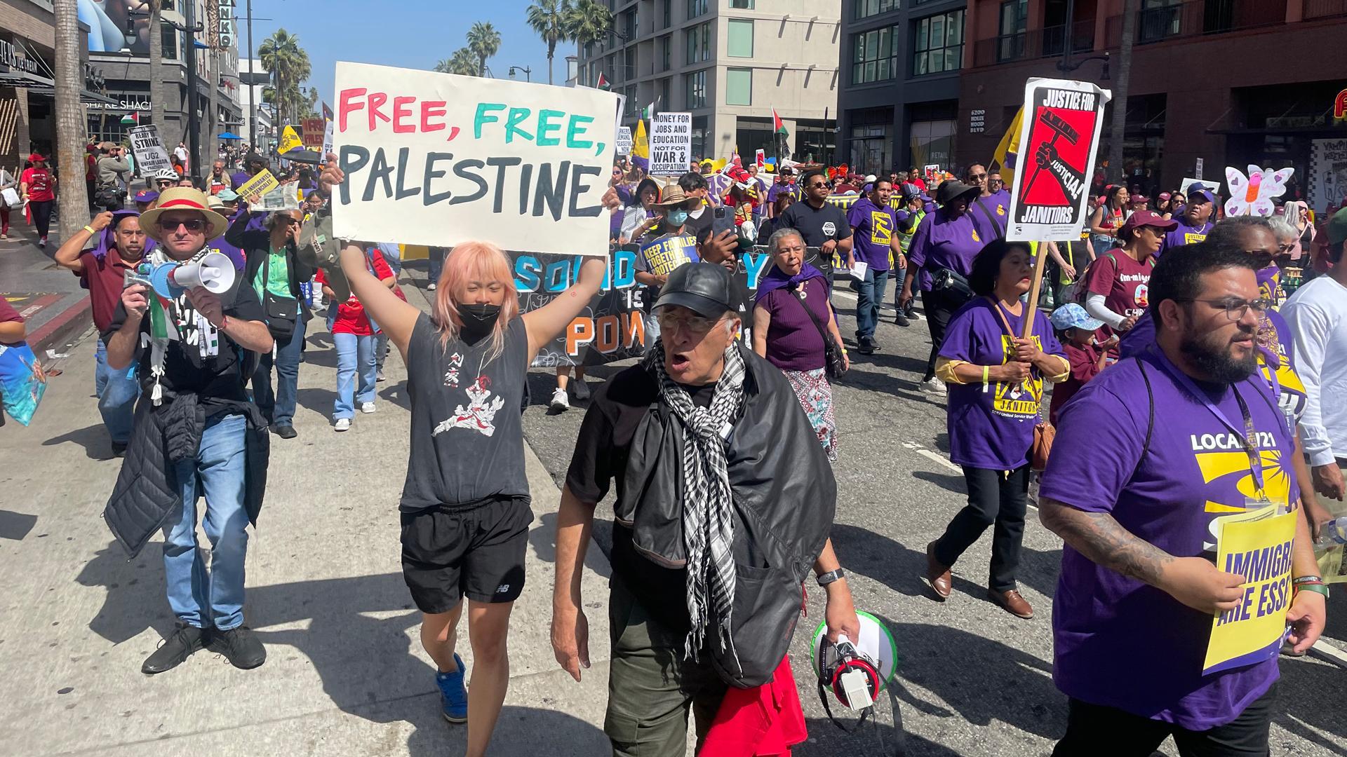 Las protestas contra guerra en Gaza protagonizan las marchas del Primero de Mayo en EEUU