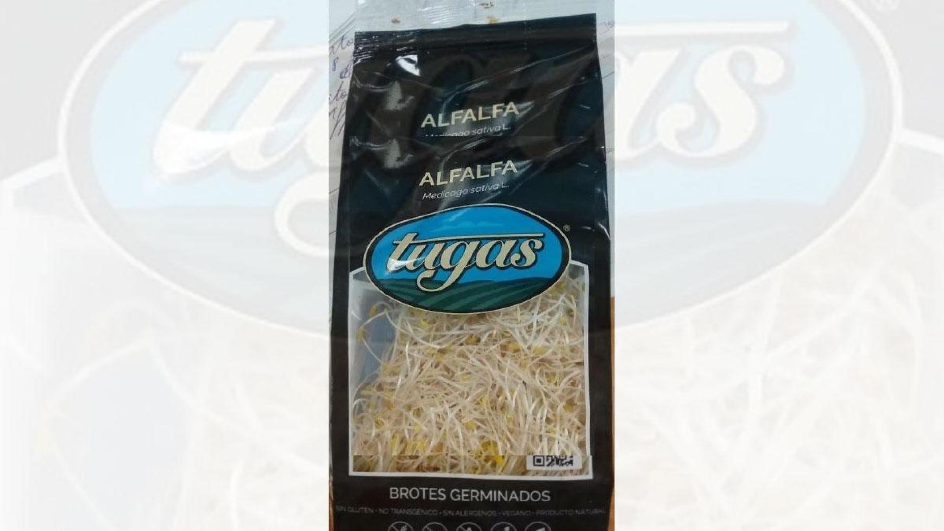 Brotes germinados de alfalfa de la marca Tugas con fecha de caducidad 03/05/2024
