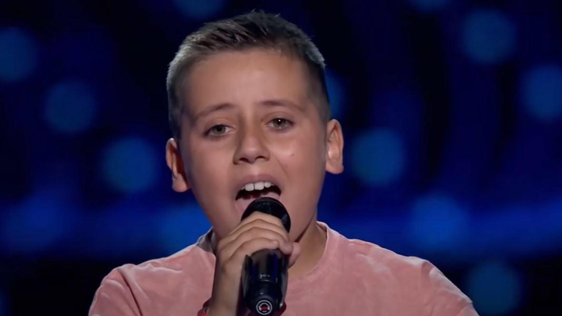 El niño Iker Gonález, de Olite, en un momento de su actuación en las audiciones de La Voz Kids