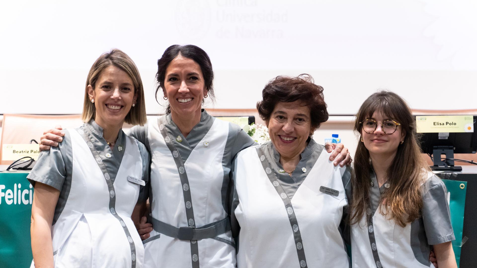 Las enfermeras de la Clínica premiadas en la primera edición de los Daisy Awards:  Maite San Miguel Arregui, Itziar Luquin Iturmendi, Ana Isabel Elizalde e Inés Marco Gómez