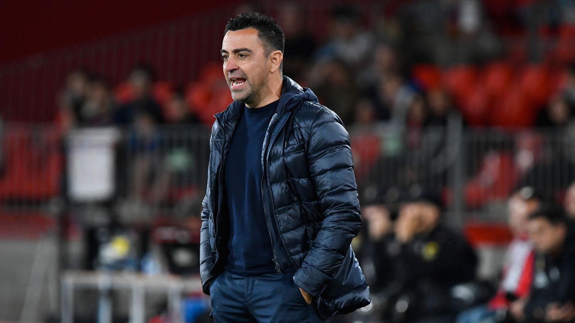 El entrenador del FC Barcelona, Xavi Hernández, este jueves, durante el partido que le enfrentó a la UD Almería