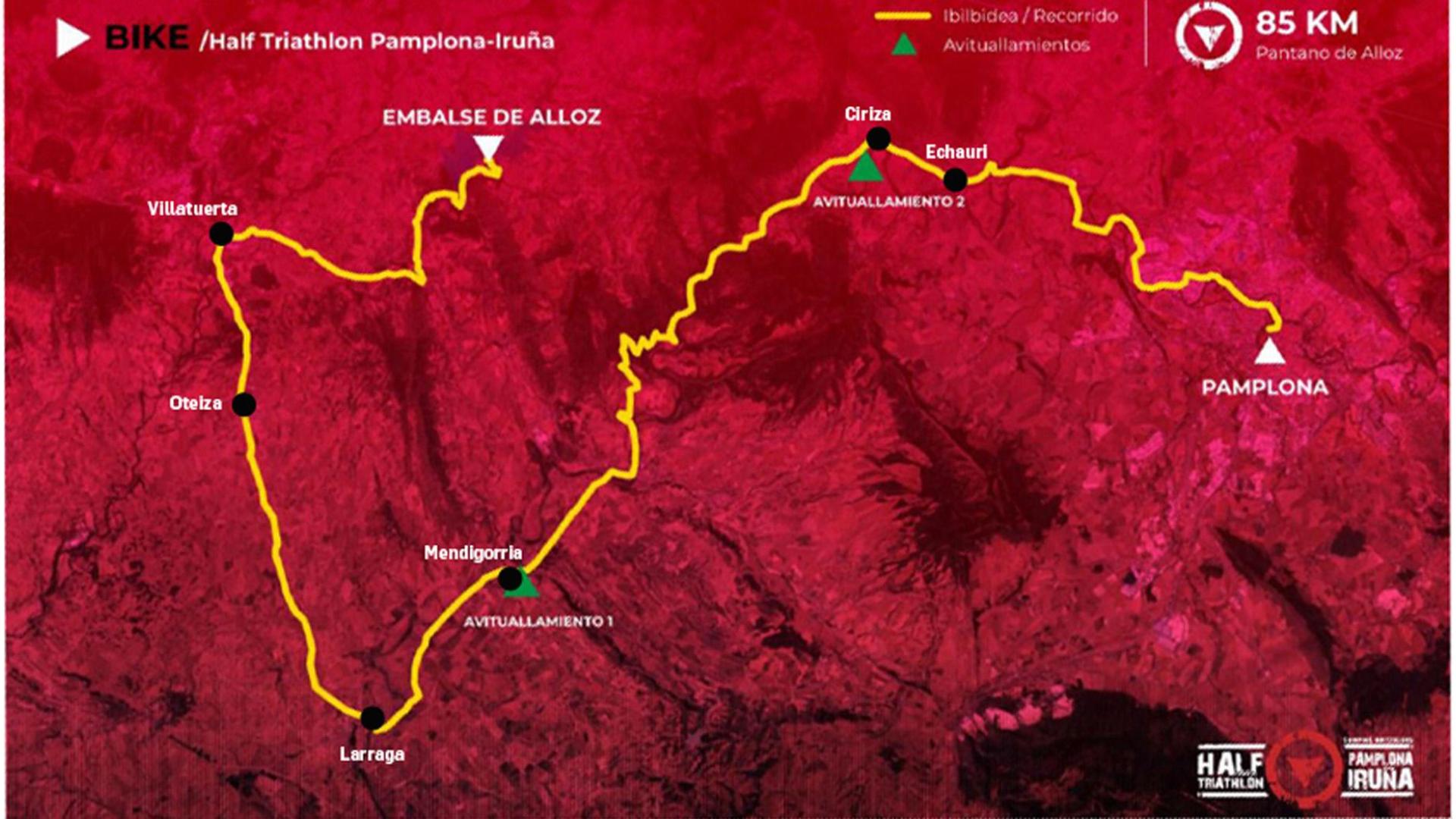 Recorrido de la prueba en bici de la Half Triathlon Pamplona