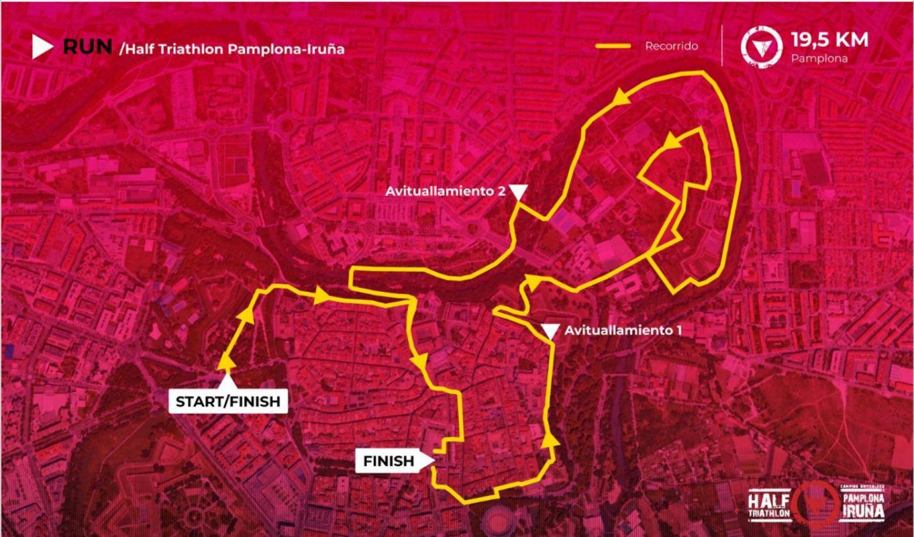 Recorrido de la carrera a pie en Pamplona