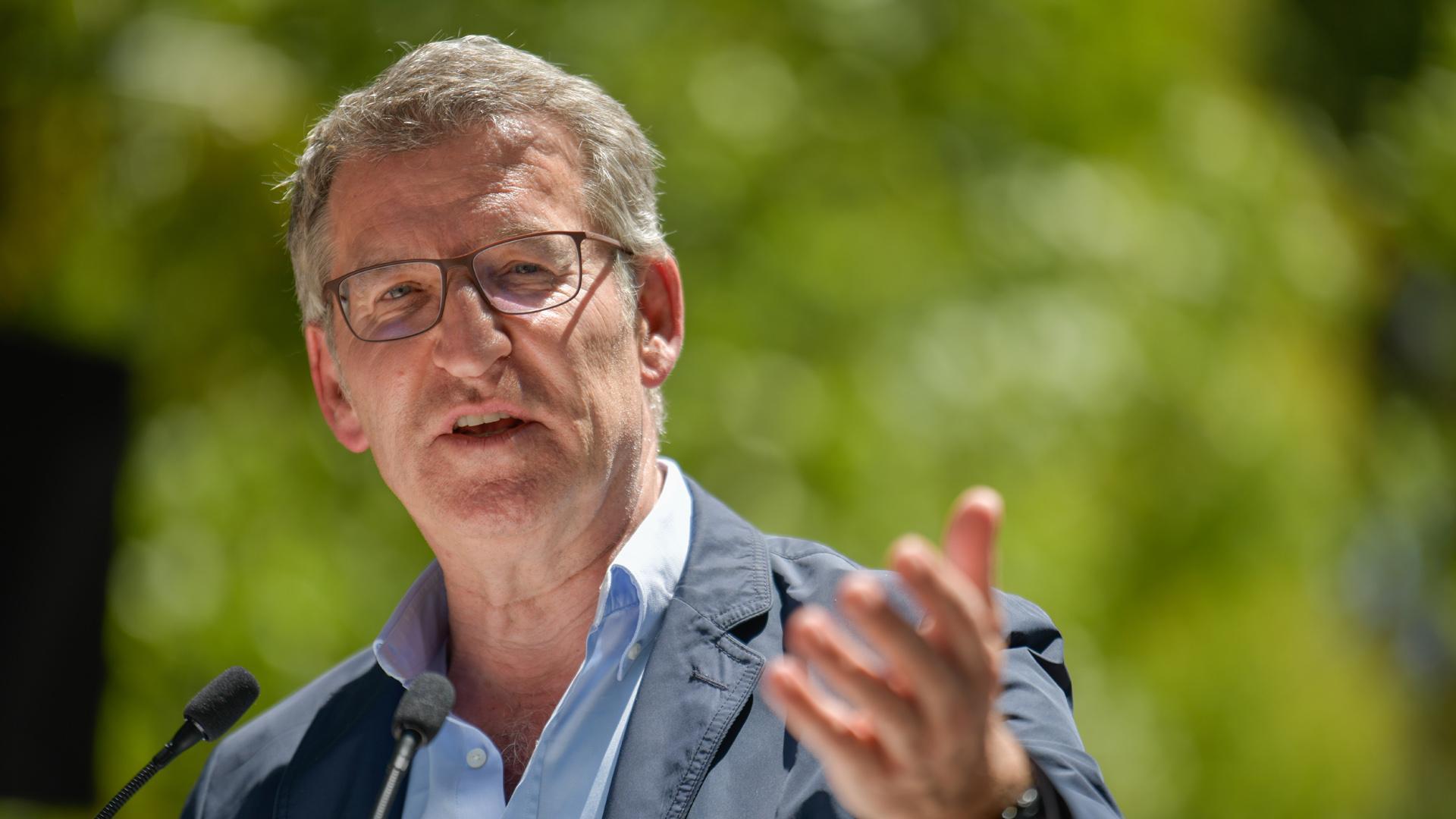 El presidente del PP, Alberto Núñez Feijóo, este sábado en Tomelloso