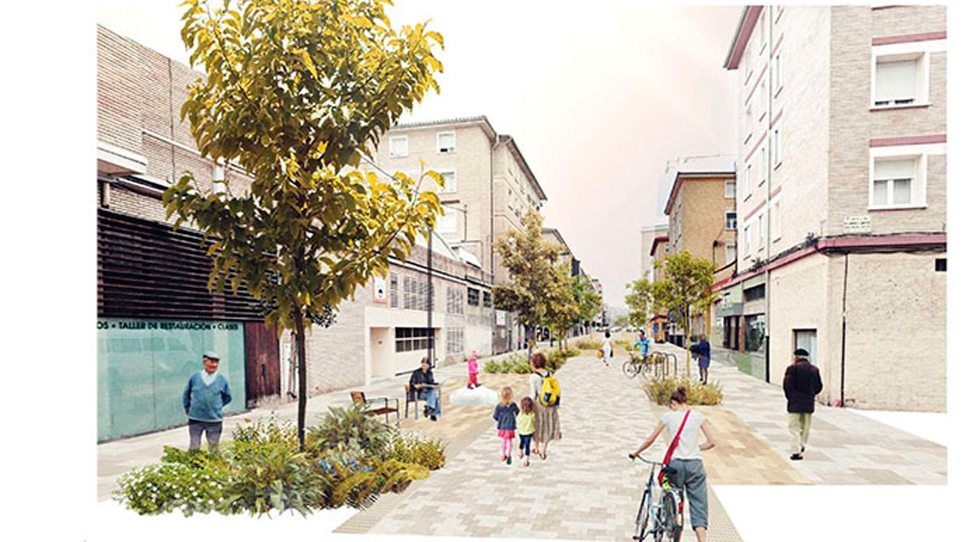 Recreación de las mejoras a realizar en la reurbanización en la calle Dr. Juaristi de Pamplona