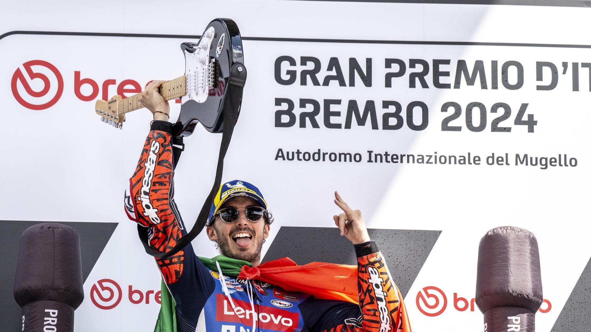 Bagnaia celebra su triunfo en Mugello