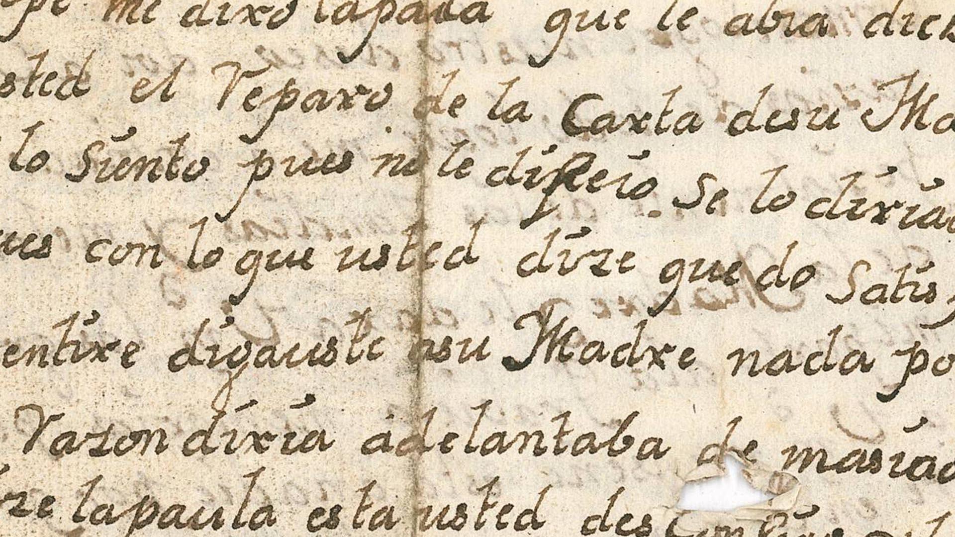 Detalle carta de Narcisa de Haro a José de Baines (Estella, 17 de septiembre de 1757, Archivo Diocesano de Pamplona, c. 1666, nº17, fol. 17vº)