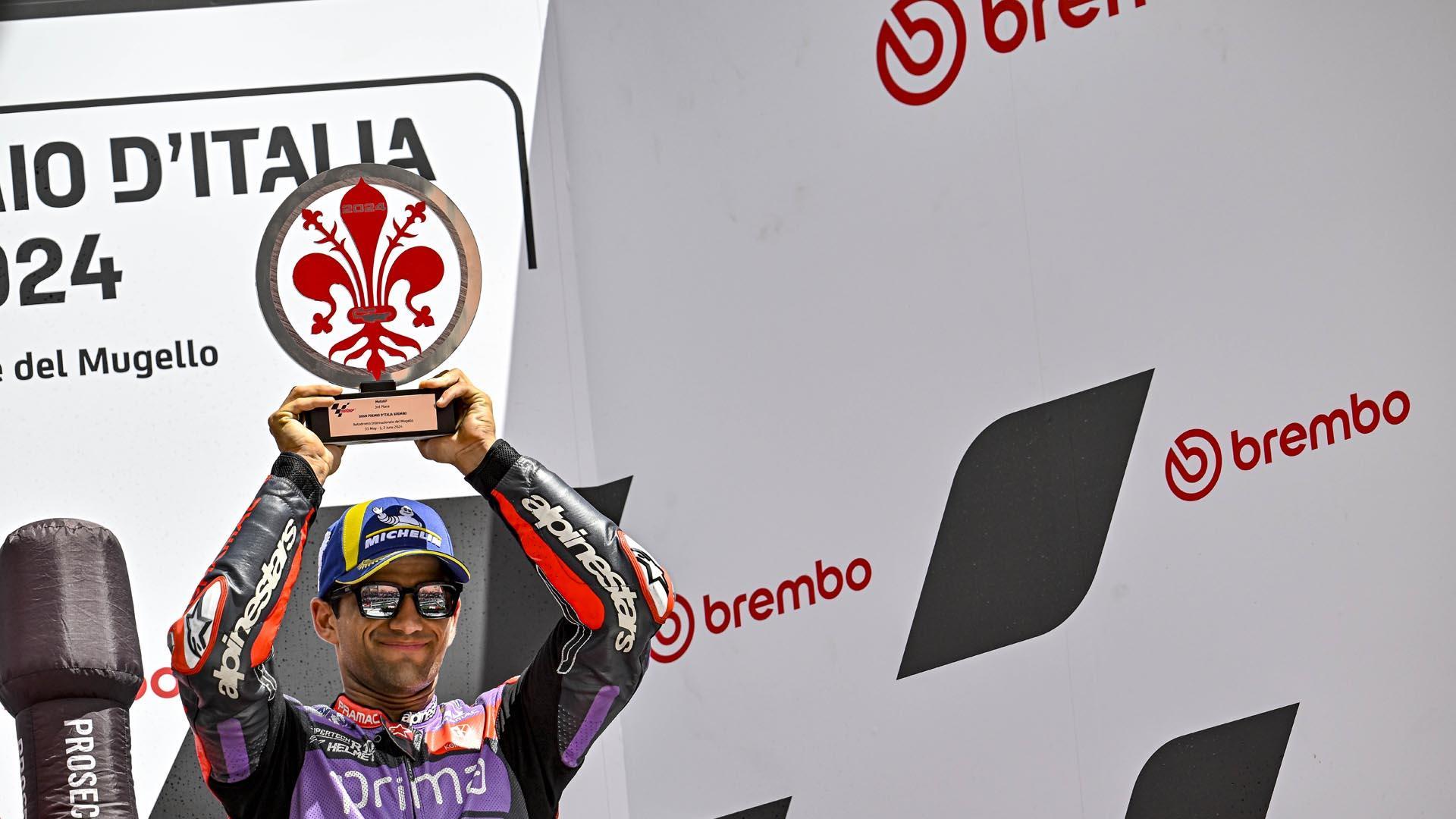 Jorge Martín, tercero en el podio del GP de Italia el pasado fin de semana
