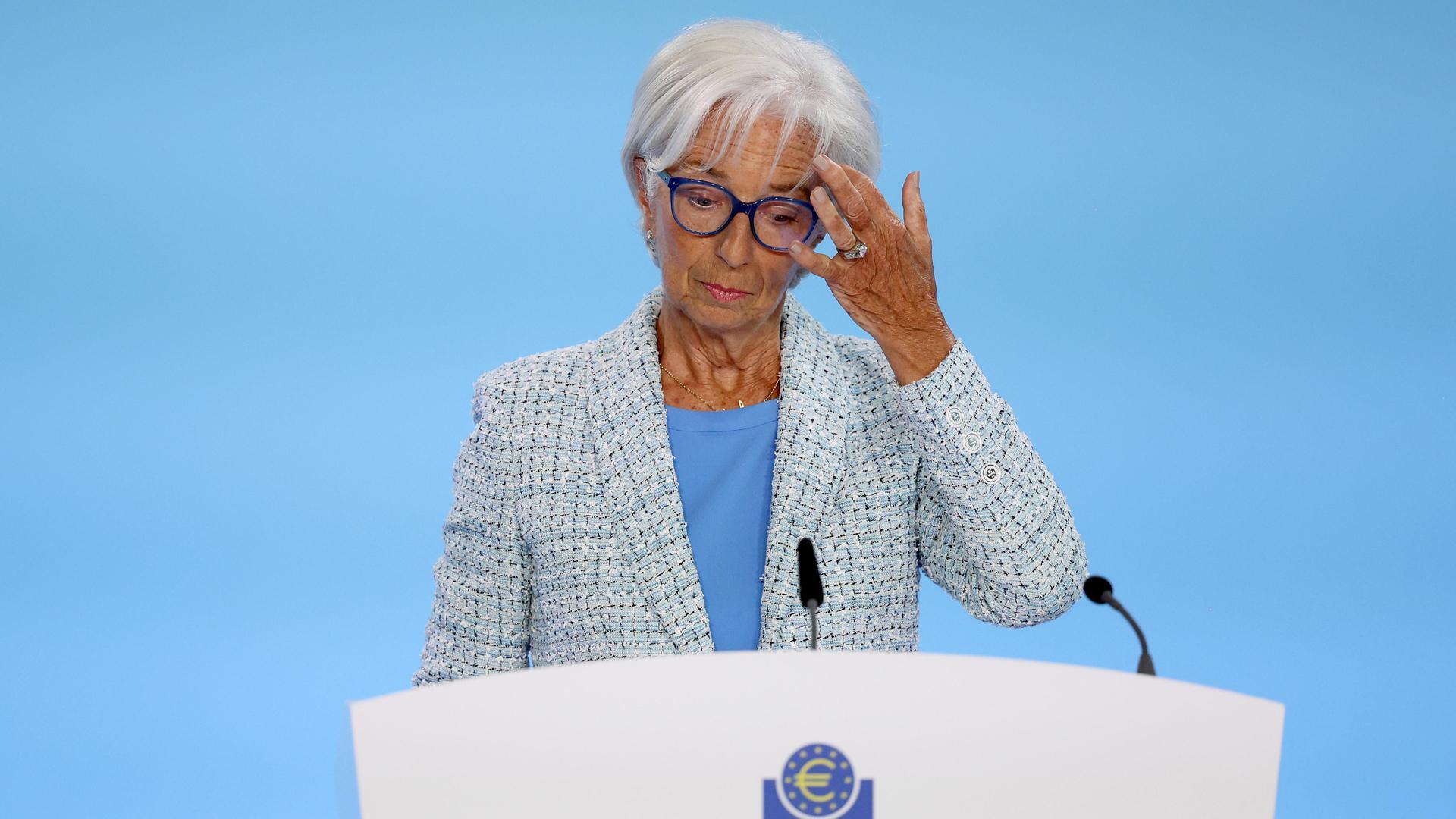 La presidenta del Banco Central Europeo, Christine Lagarde, durante su comparecencia tras a la reunión del órgano de gobierno de la entidad
