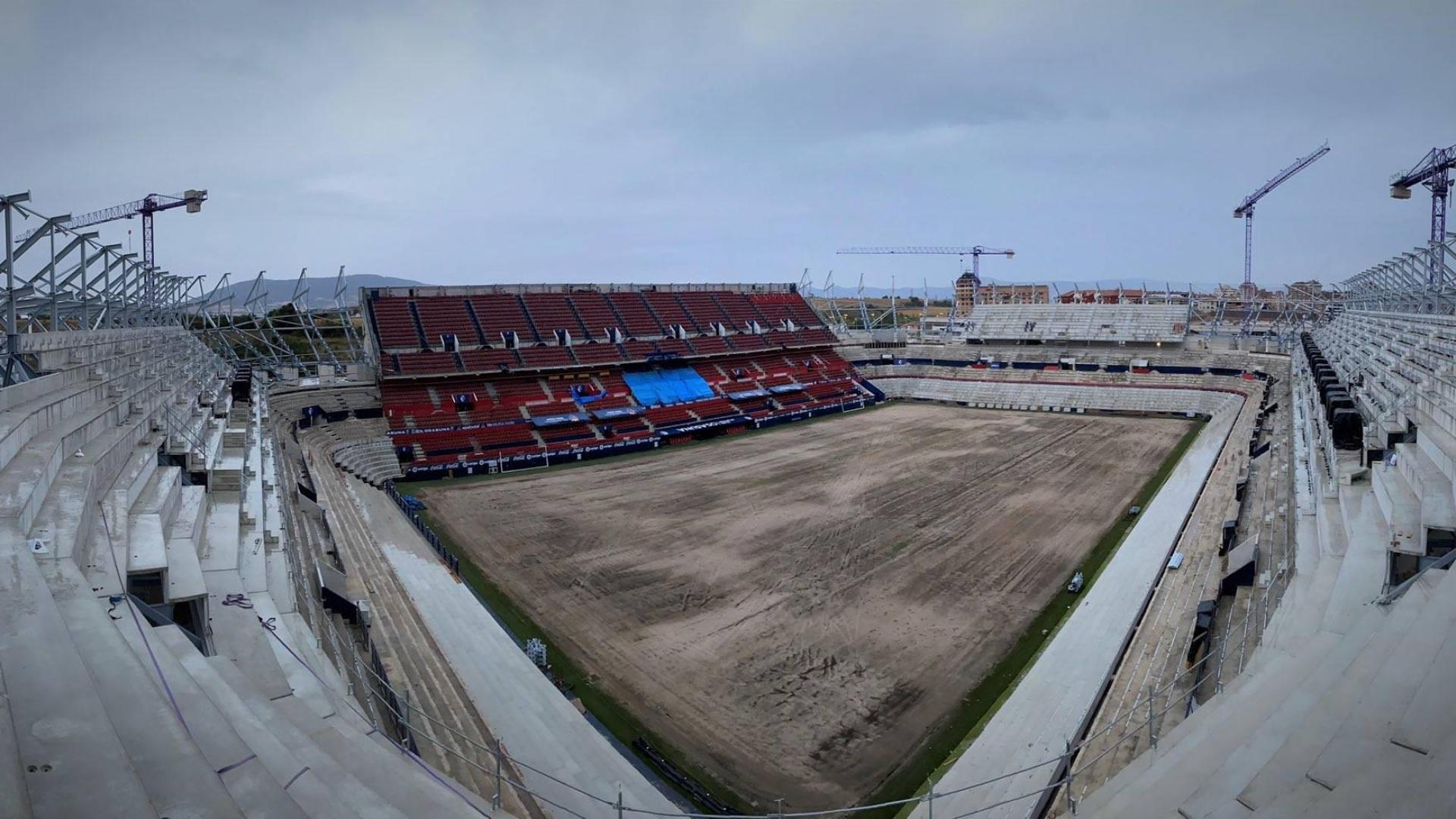Una imagen de cómo estaba El Sadar en 2020 en plenas obras de reforma y ampliación