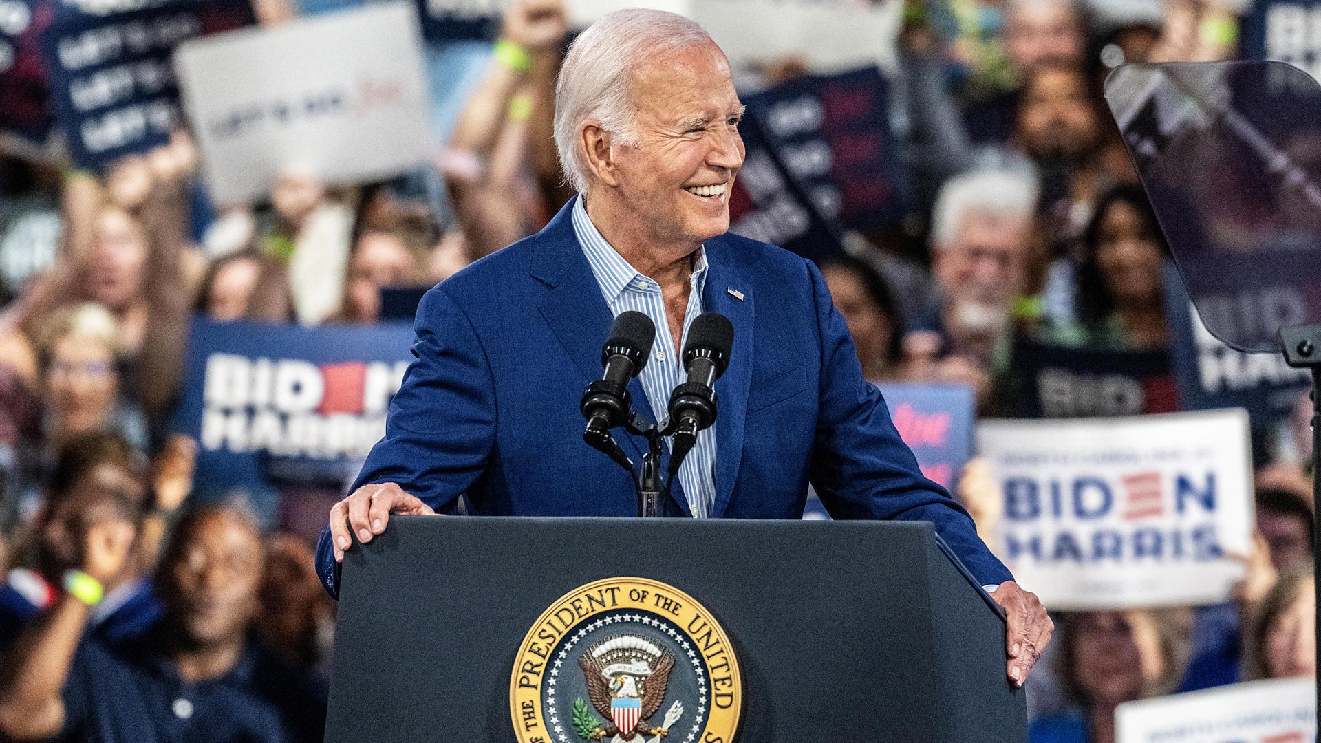 El presidente de EE UU, Joe Biden, durante un acto en Carolina del Norte