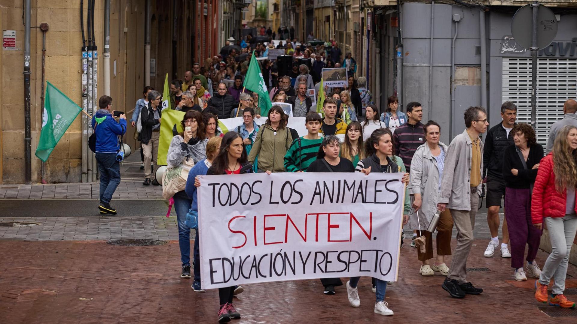 Manifestación antitaurina en Pamplona