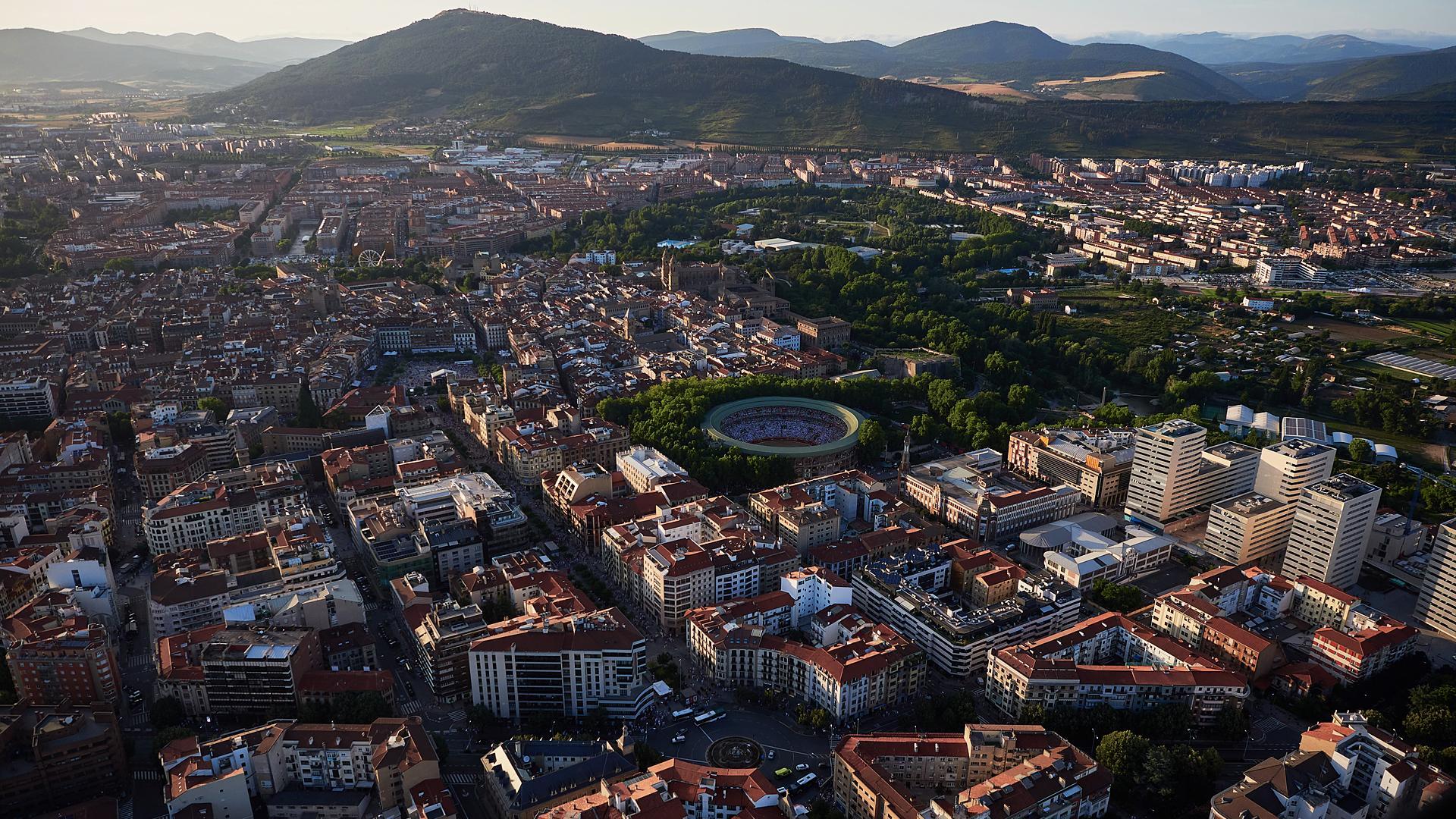 Pamplona vista desde las alturas este 7 de julio