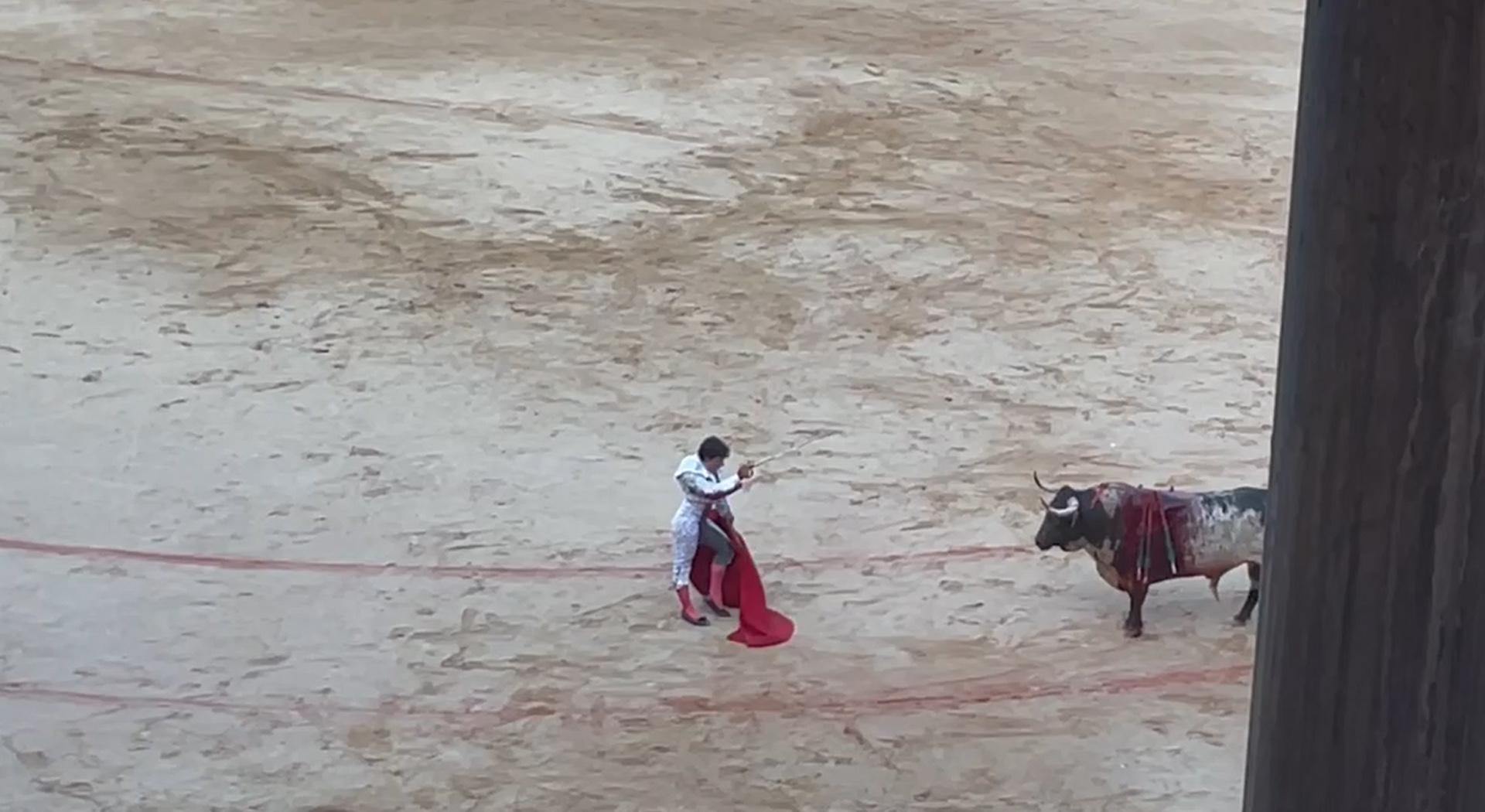 El mexicano, que ya tenía un aparatoso vendaje en el codo derecho por una cogida que sufrió hace una semana, no ha podido continuar