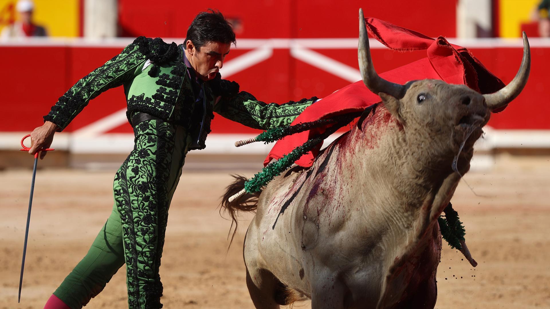 Miguel Ángel Perera, con los Fuente Ymbro en los Sanfermines de 2023