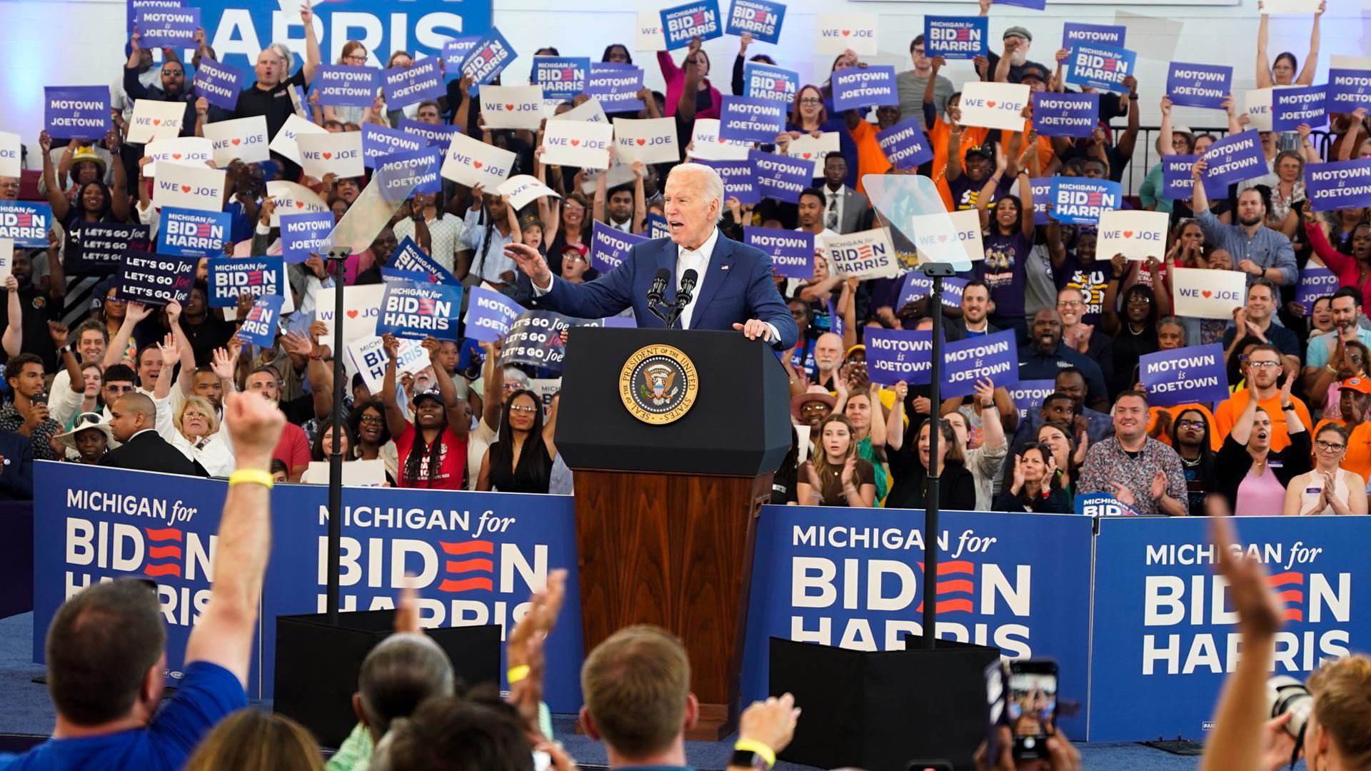 Joe Biden, en un mitin en Detroit