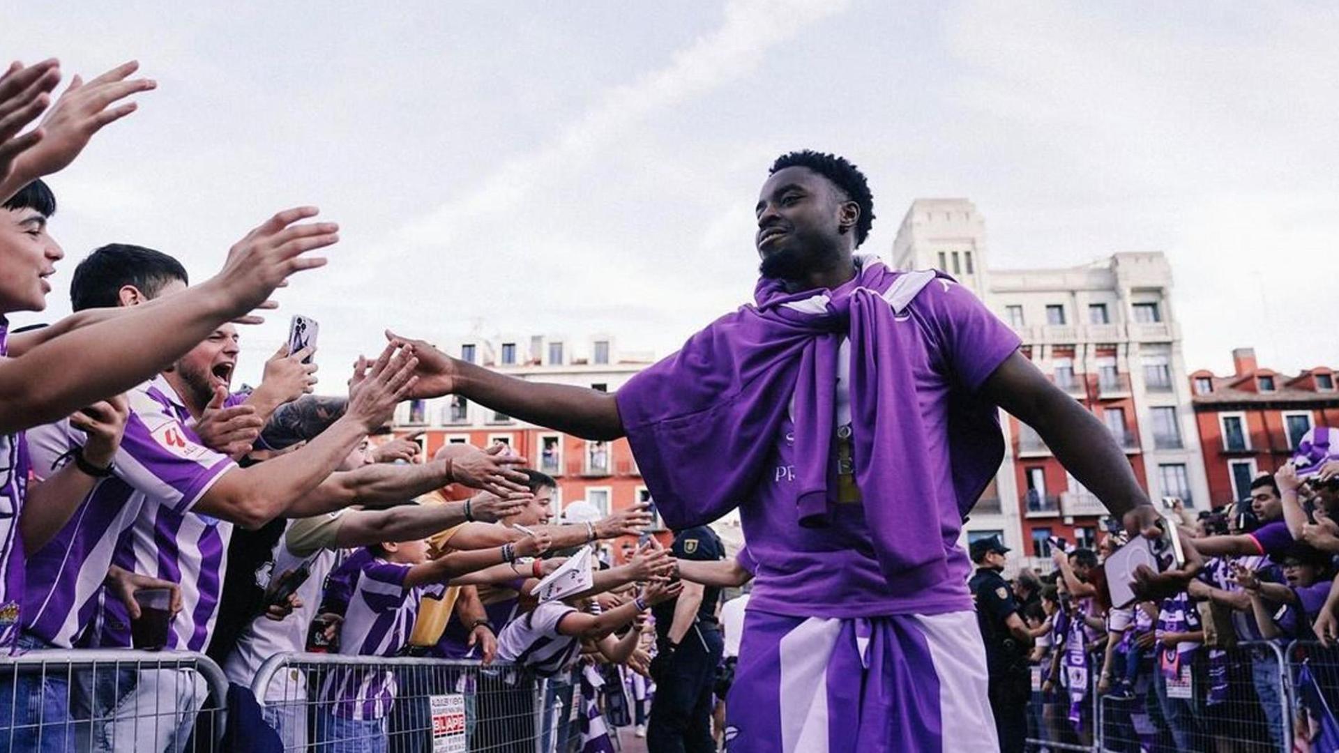 Flavien Boyomo, en la celebración del ascenso del Valladolid
