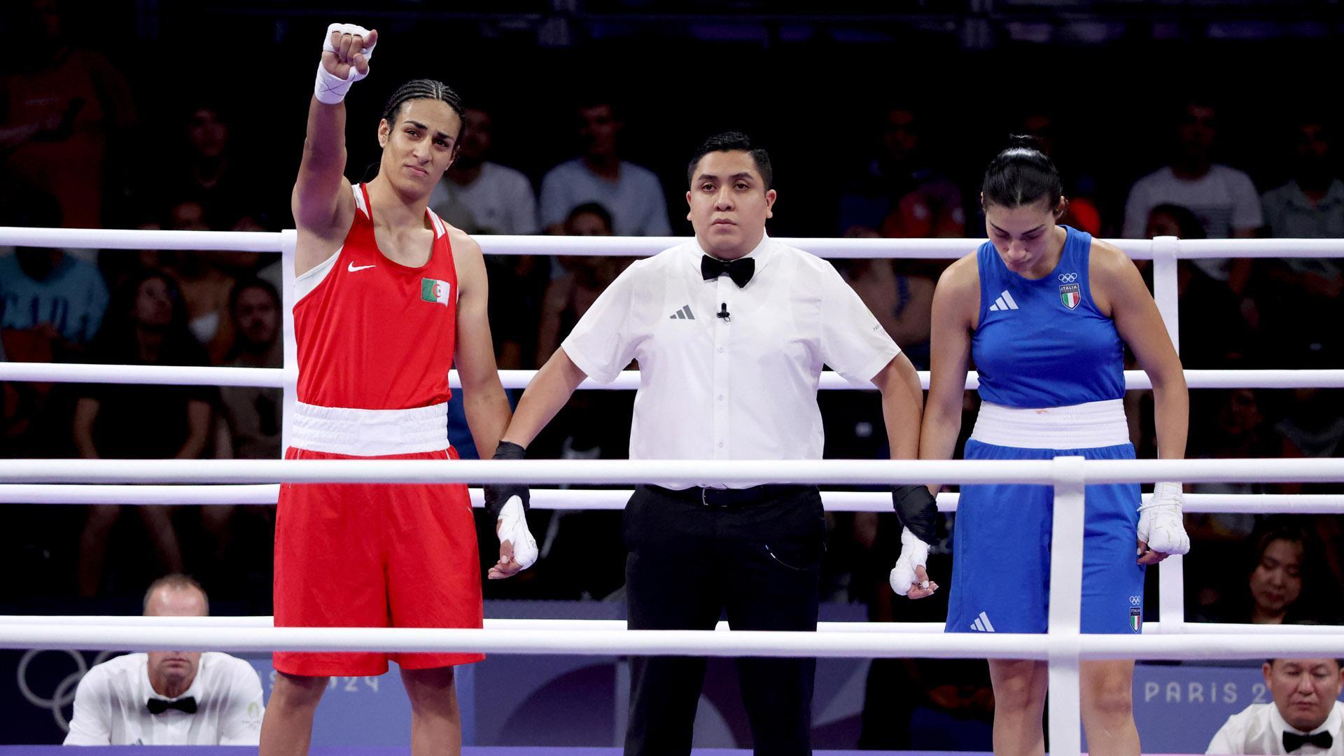 Imane Khelif es proclamada ganadora en su combate con Angela Carini
