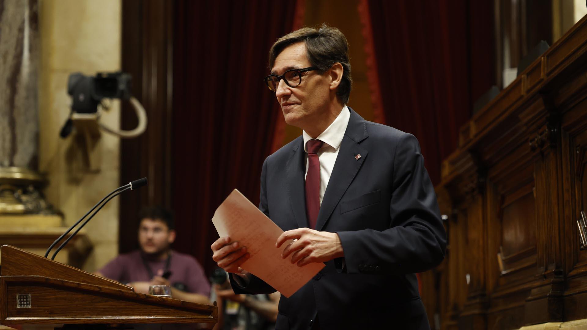 Salvador Illa, en el debate del pleno de investidura en el Parlament de Cataluña
