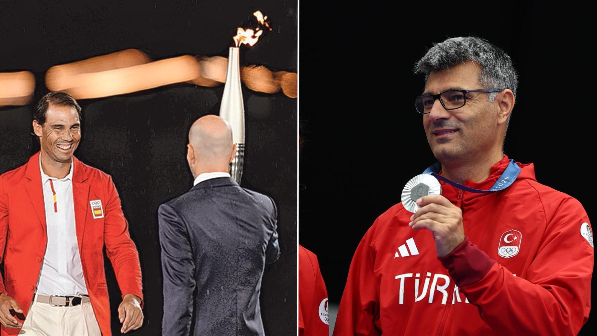 A la izquierda, Nadal y Zidane, en la ceremonia de inauguración; a la derecha, el turco Dikec, el más "viral" de los Juegos