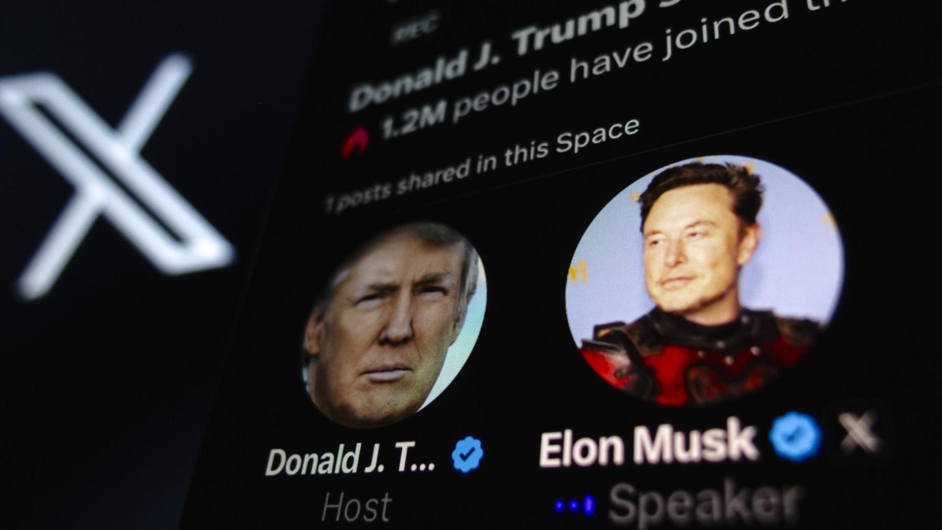 El expresidente de EEUU, Donald Trump, charla con el propietario de X, Elon Musk, en un directo en la plataforma

12/08/2024 El expresidente de EEUU, Donald Trump, charla con el propietario de X, Elon Musk, en un directo en la plataforma