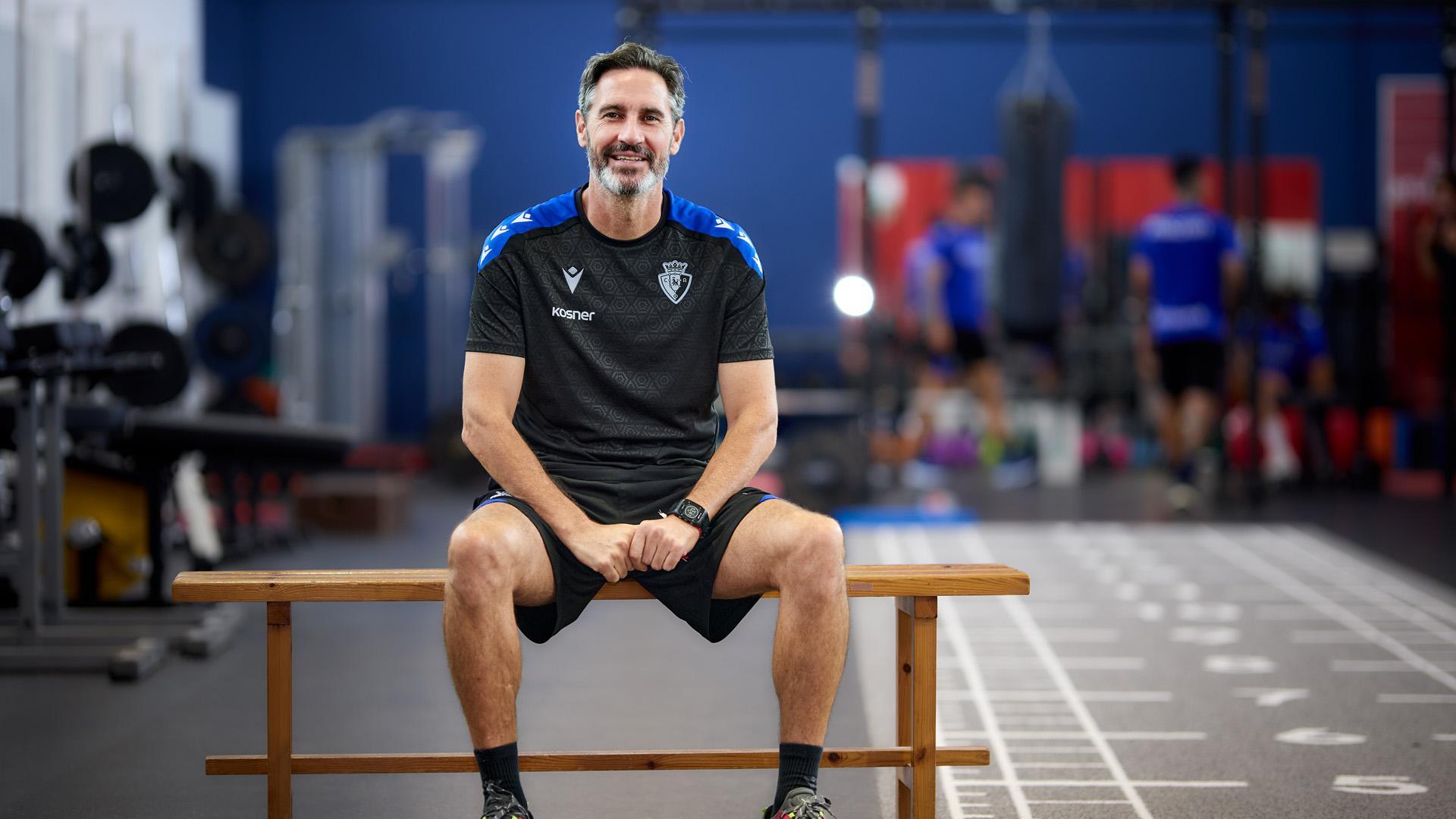 Vicente Moreno, el pasado miércoles en el gimnasio de las instalaciones de Tajonar