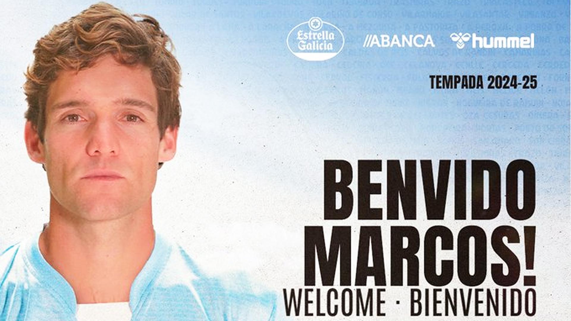 Marcos Alonso, con la camiseta el celta en una imagen colgada por el club gallego en sus redes sociales