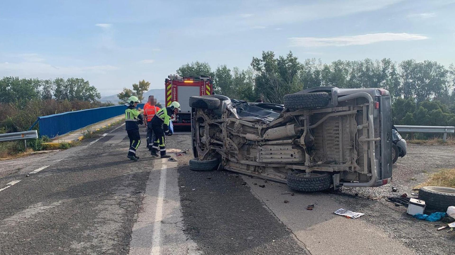 Imagen del accidente ocurrido en la carretera NA-5211 en el término de Buñuel