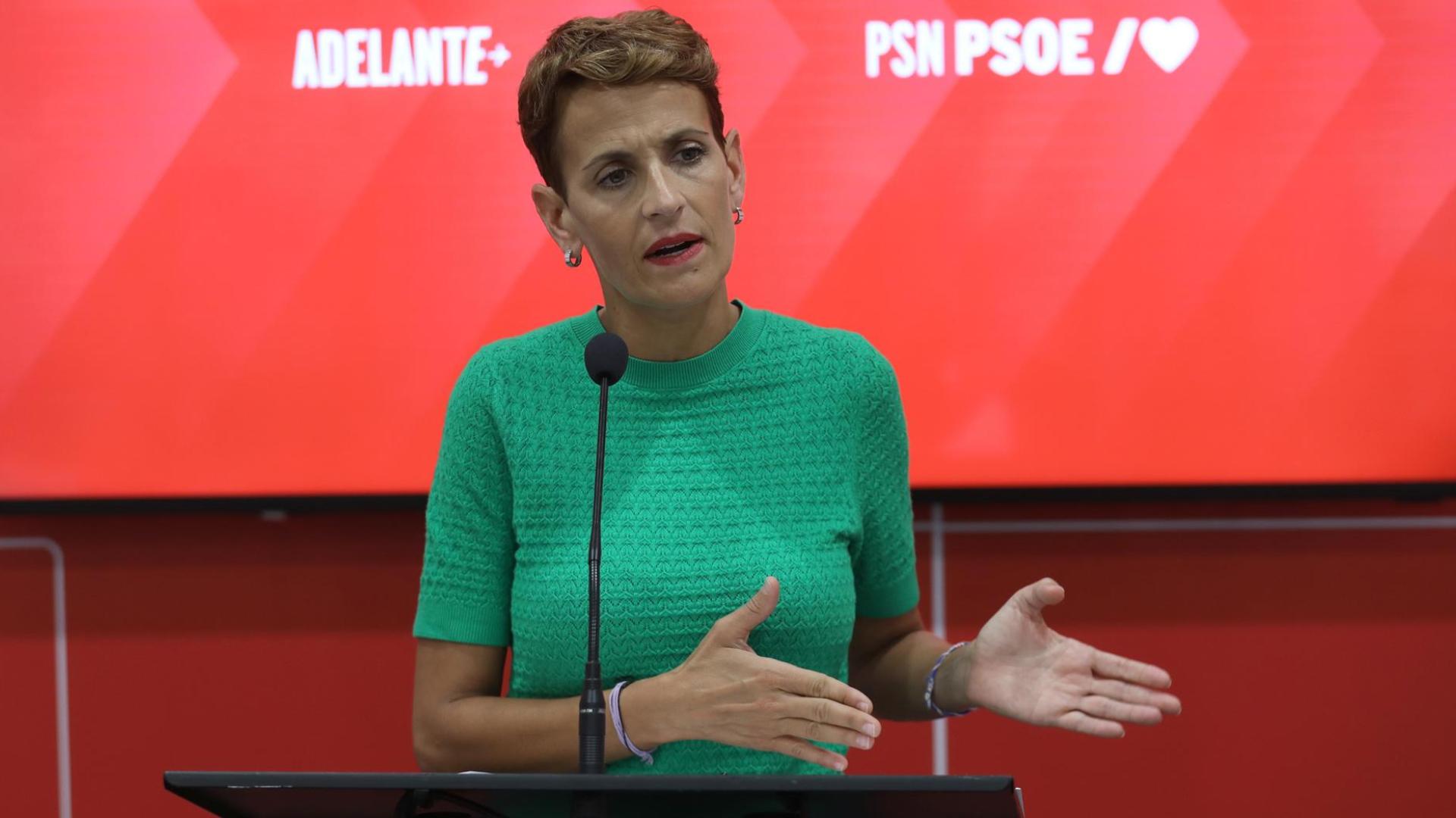 Chivite, hablando este viernes en la sede de su partido, el PSN