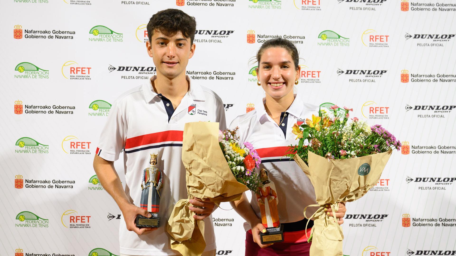 Lucía Ibarrola e Iñaki Zúñiga, campeones absolutos de tenis de Navarra