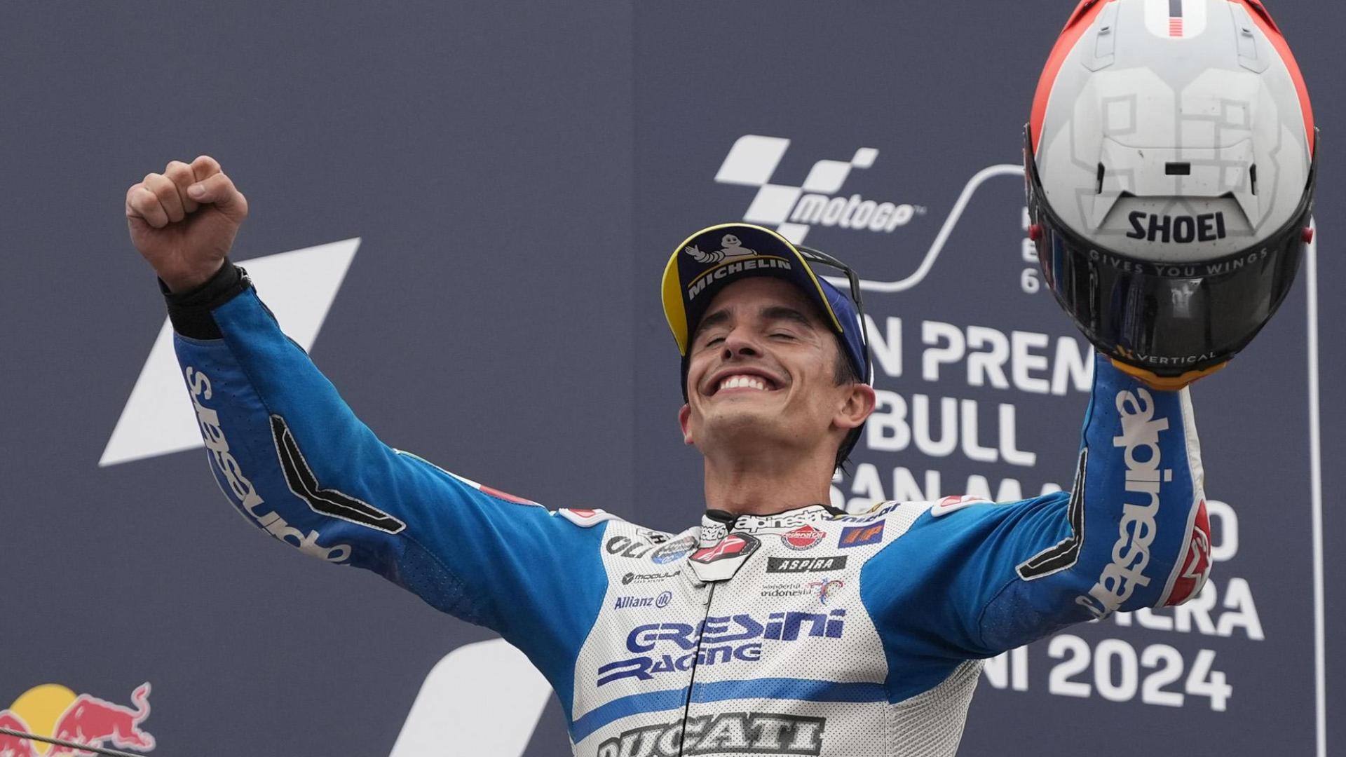 Marc Márquez, en el podio del Gran Premio de San Marino