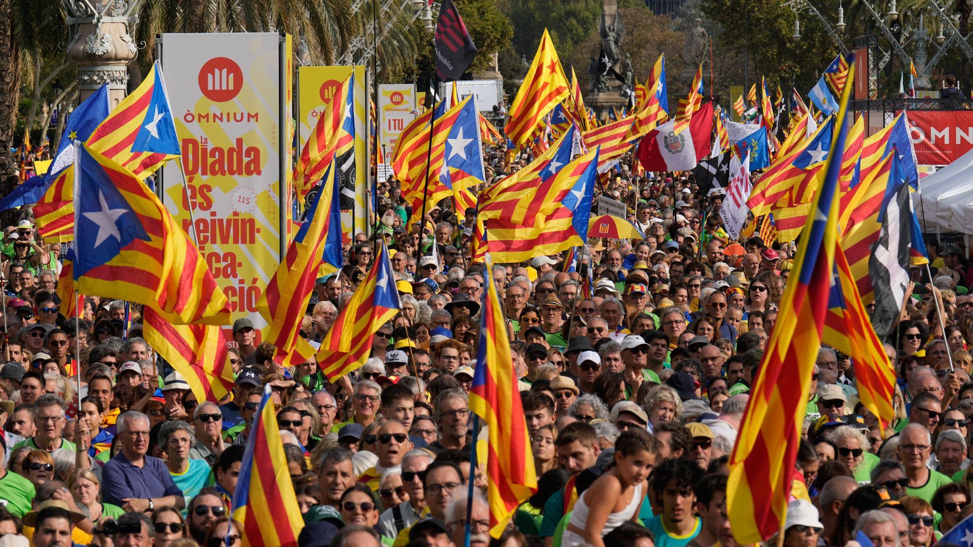 Aspecto de la manifestación independentista organizada por la ANC por la Diada del 11 de Septiembre.