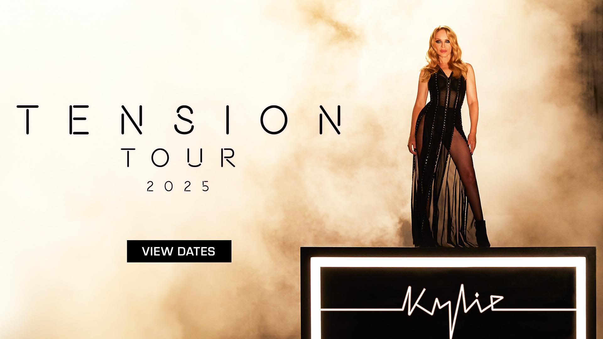 La estrella del pop Kylie Minogue en la imagen promocional de la gira en su página web